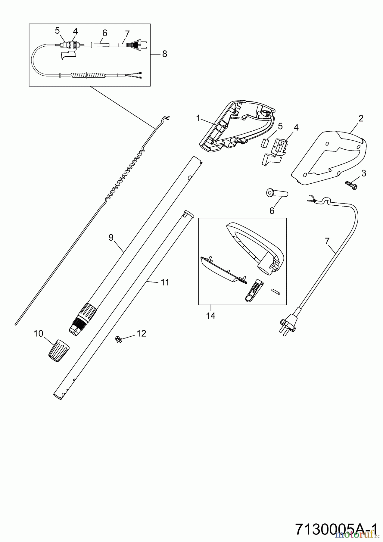  Wolf-Garten Electric trimmer GT 840 7130005 Series A  (2005) Handle, Switch