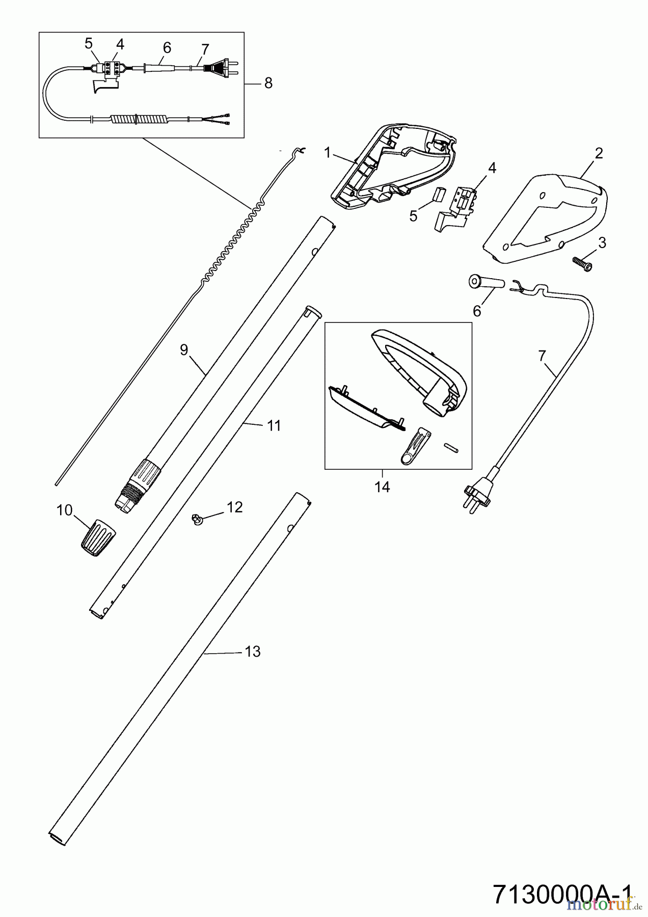  Wolf-Garten Electric trimmer GT 844 XC 7130006 Series A  (2004) Handle, Switch