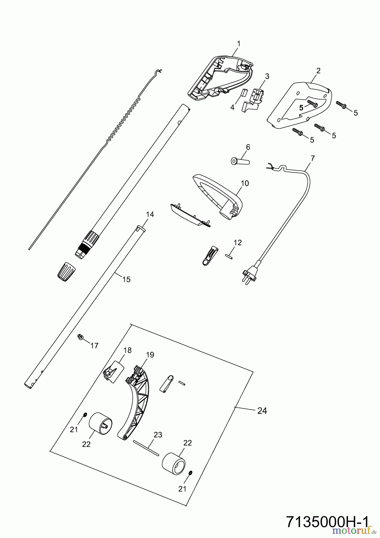  Wolf-Garten Electric trimmer GT 845 7135000 Series H  (2011) Handle, Switch, Shaft