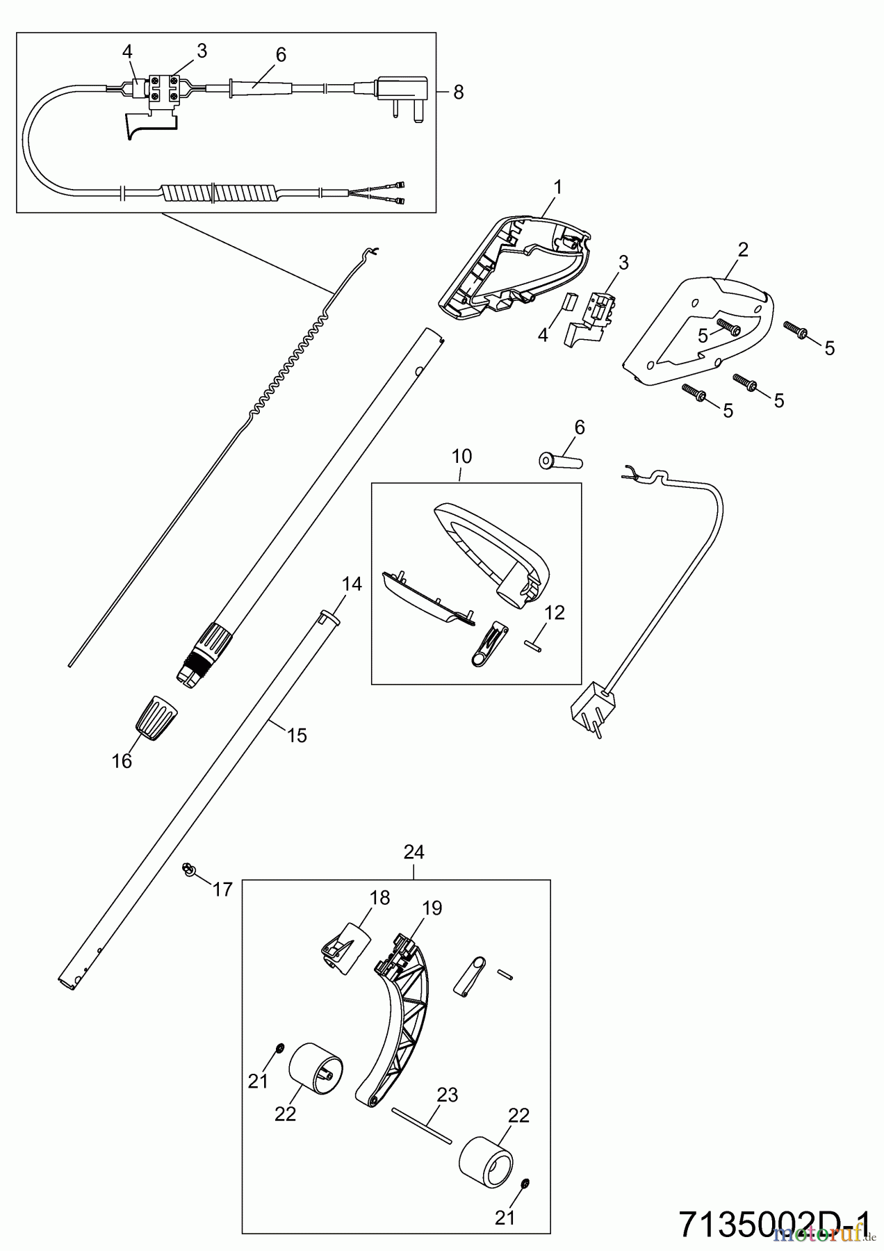  Wolf-Garten Electric trimmer GT 845 7135002 Series D  (2007) Handle