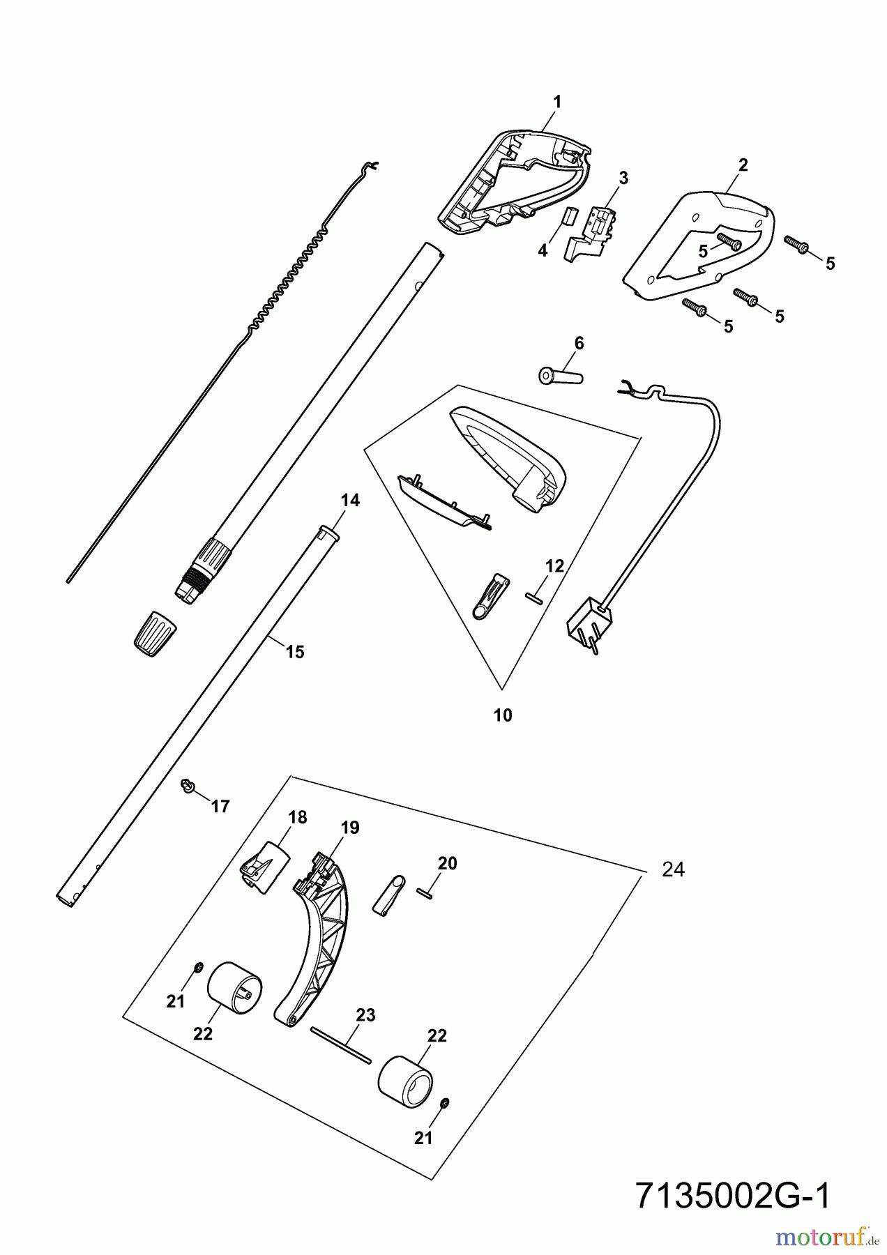  Wolf-Garten Electric trimmer GT 845 7135002 Series G  (2009) Handle, Switch