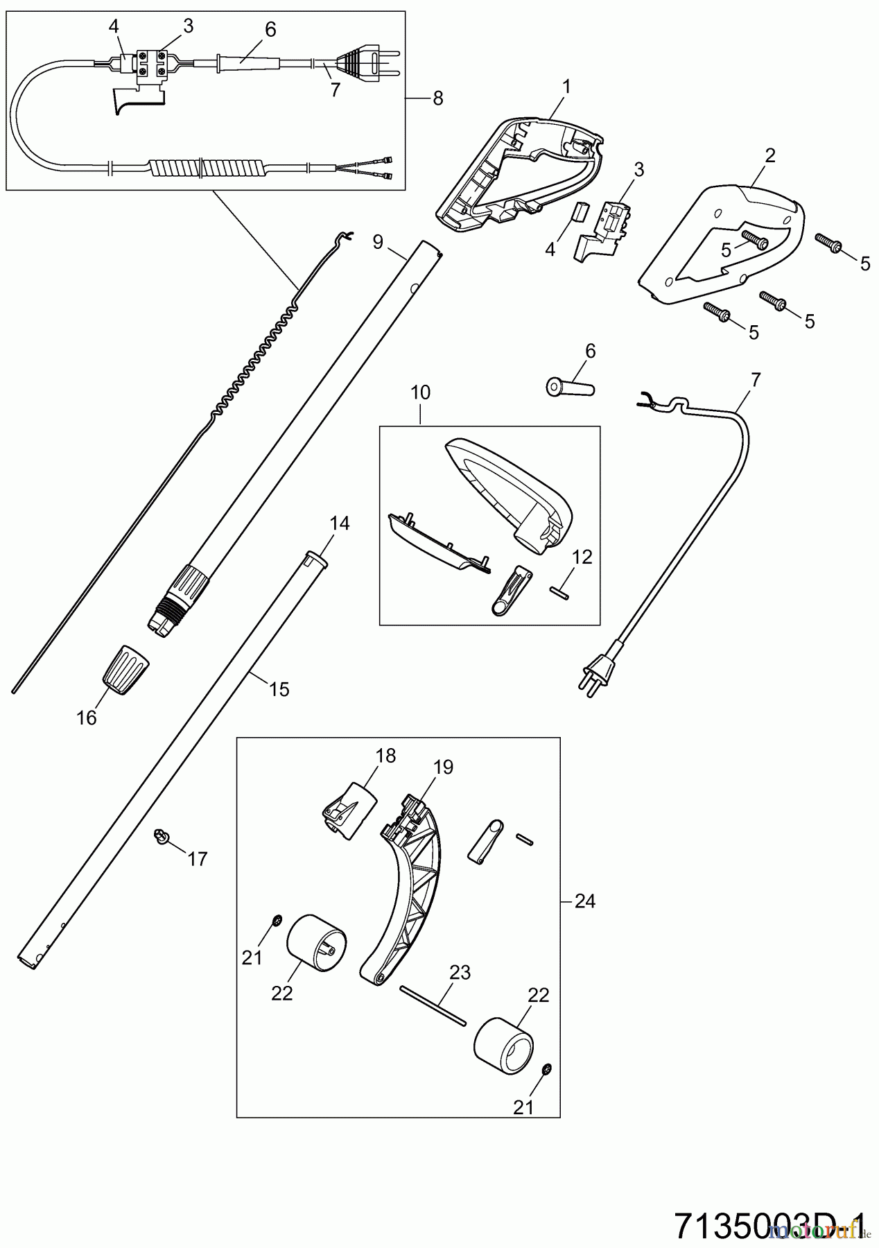  Wolf-Garten Electric trimmer GT 845 7135003 Series H  (2011) Handle, Switch