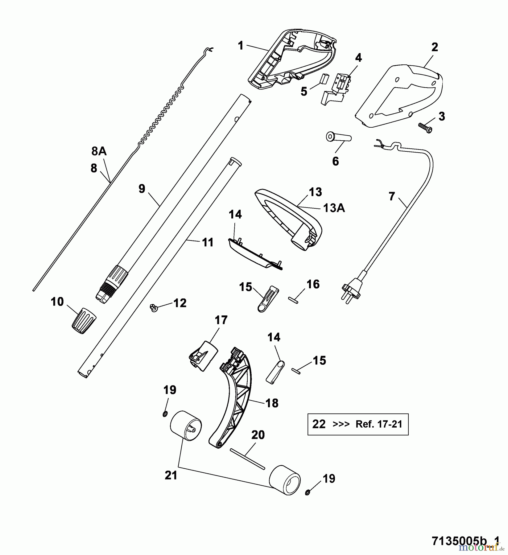  Wolf-Garten Electric trimmer GT 845 7135005 Series B  (2005) Handle, Switch, Shaft