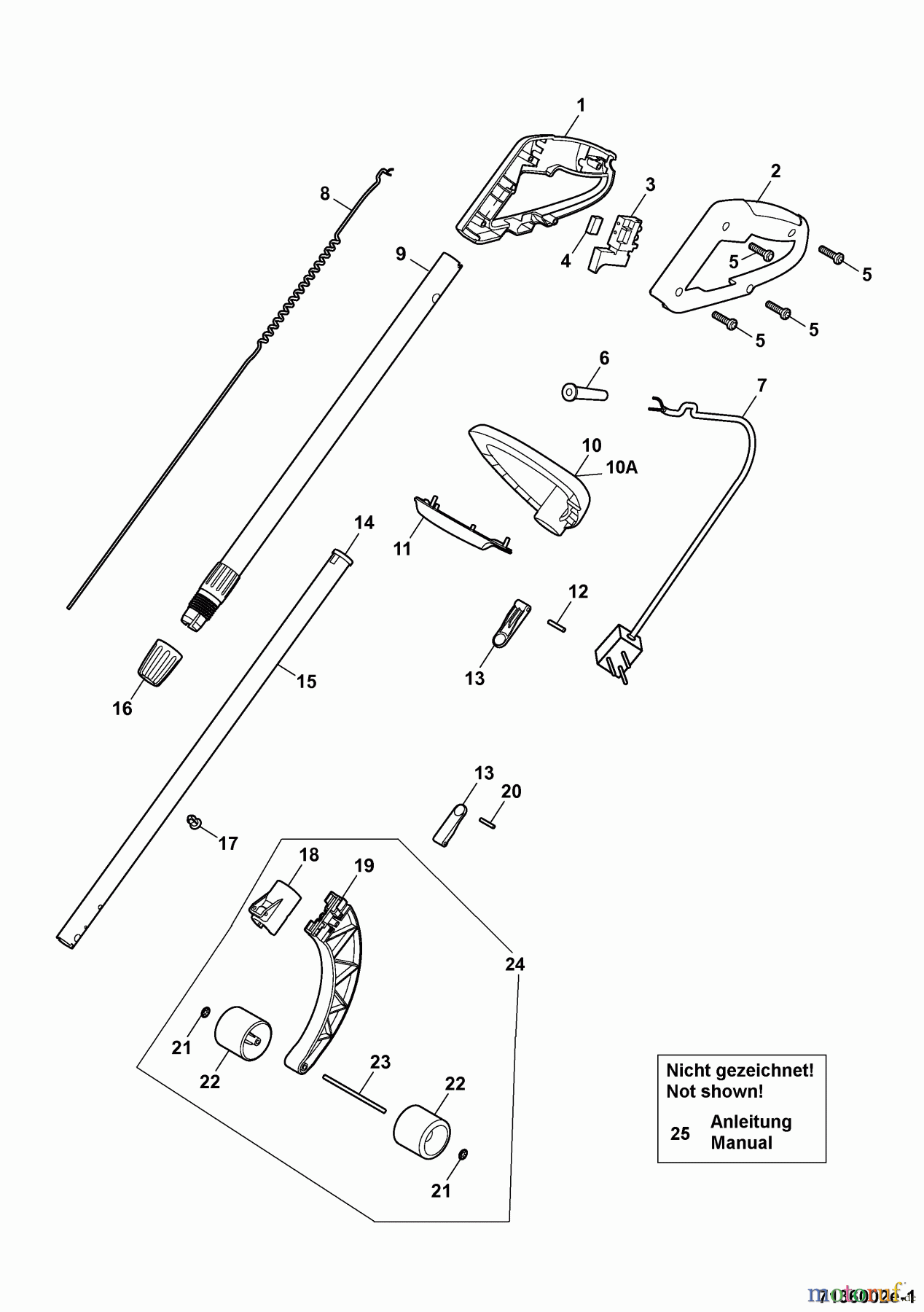  Wolf-Garten Electric trimmer GT 850 7136002 Series E  (2007) Handle