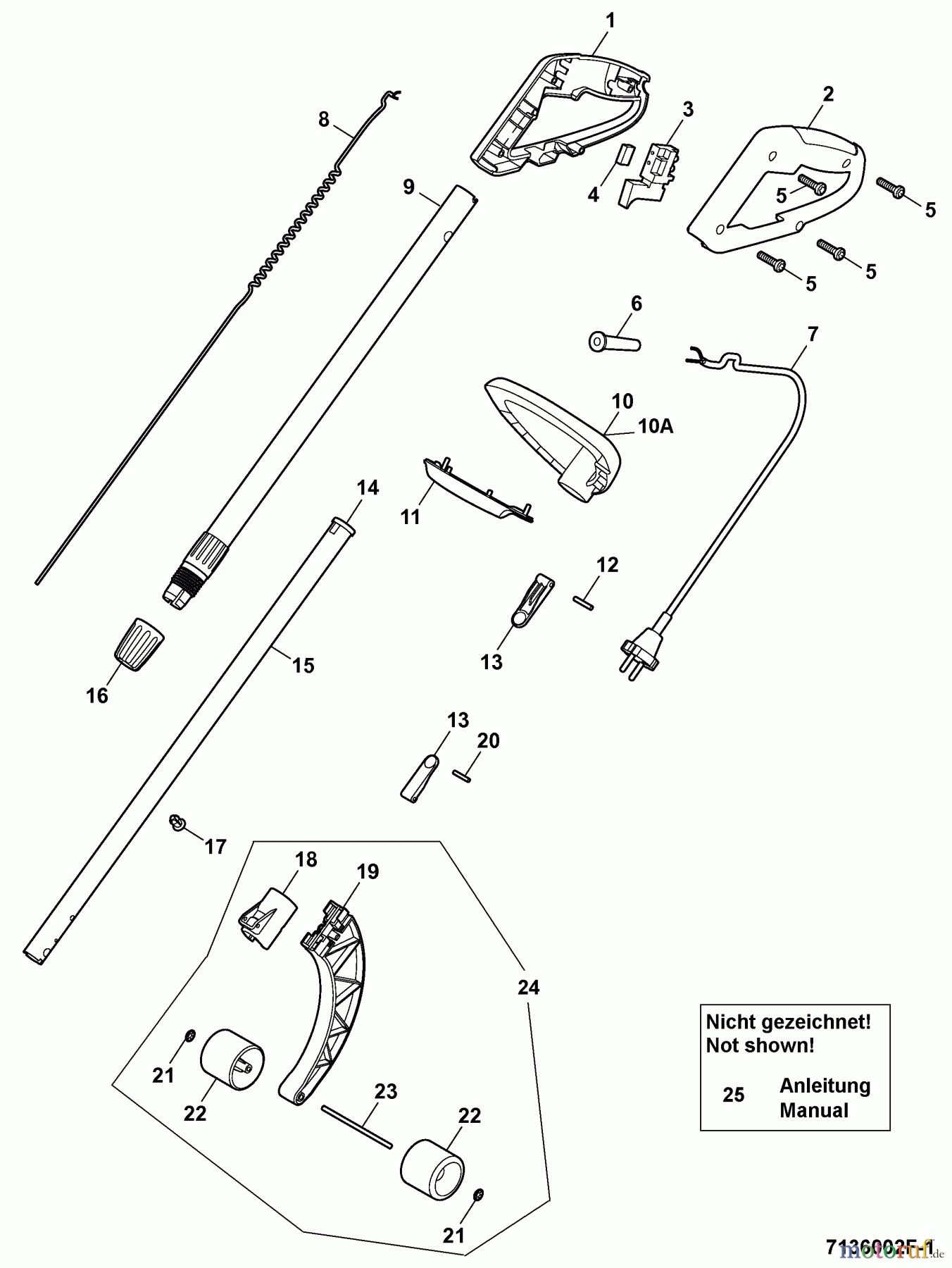  Wolf-Garten Electric trimmer GT 850 7136002 Series F  (2008) Handle