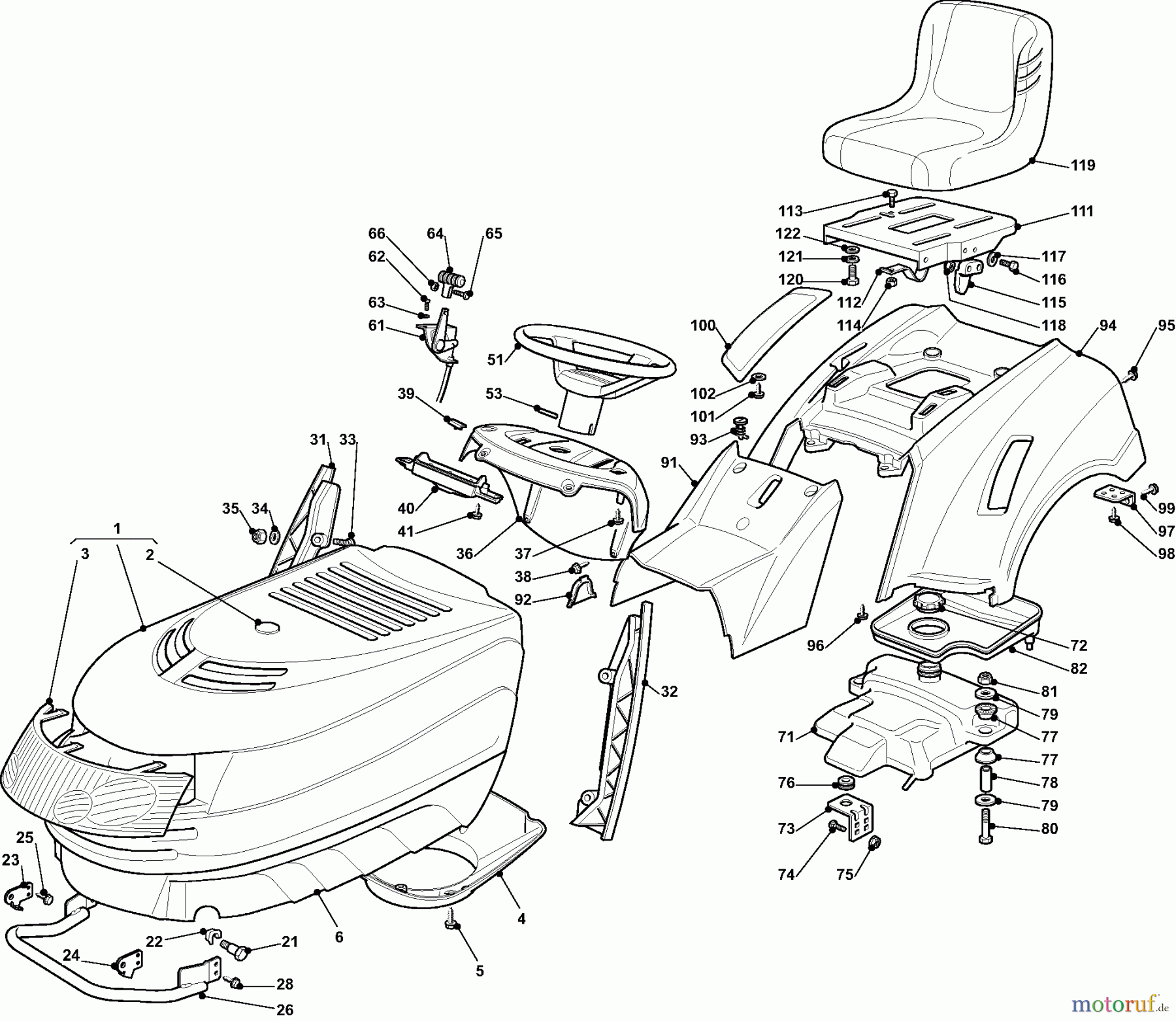  Dolmar Rasentraktoren TM-92.14 H2 TM-92.14 H2 (2008) 2  KARROSSERIE