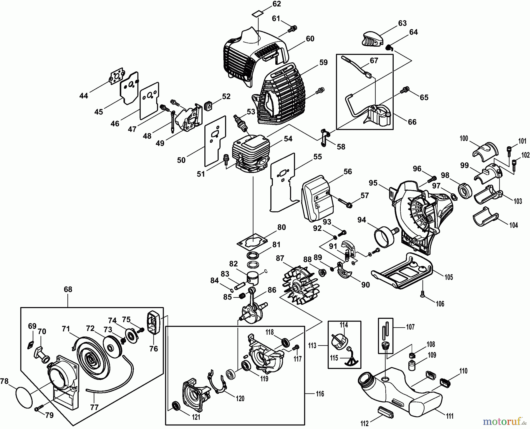  Dolmar Motorsensen & Trimmer Benzin 2-Takt MS-26 C 3  Kurbelgehäuse, Zylinder, Schalldämpfer, Zündung