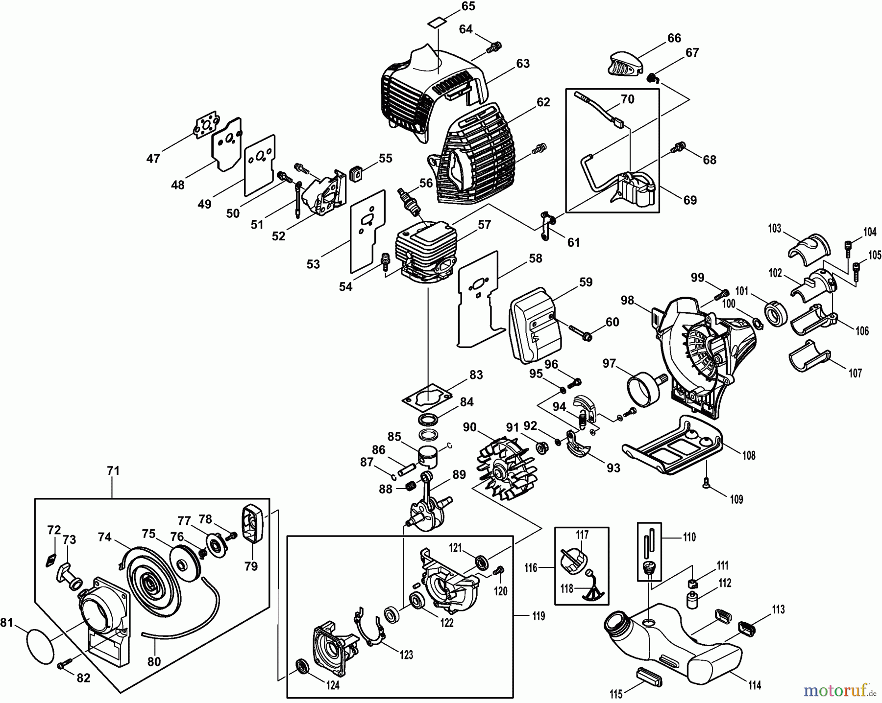  Dolmar Motorsensen & Trimmer Benzin 2-Takt MS-26 U 3  Kurbelgehäuse, Zylinder, Schalldämpfer, Zündung