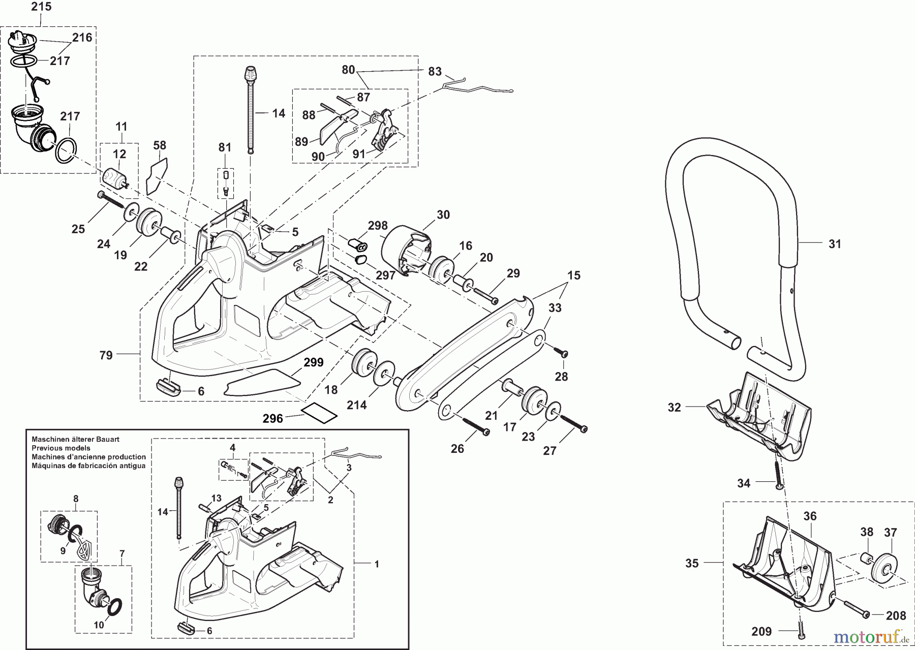  Dolmar Trennschleifer Benzin PC-6414 CD 1  Tankeinheit und Handgriffe