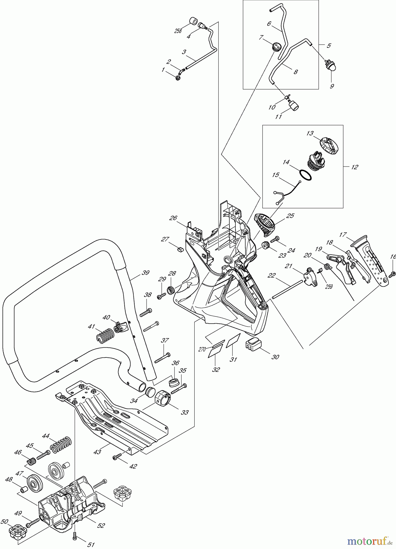  Dolmar Trennschleifer Benzin PC-7612 V 1  Kraftstofftank, Bügelgriff