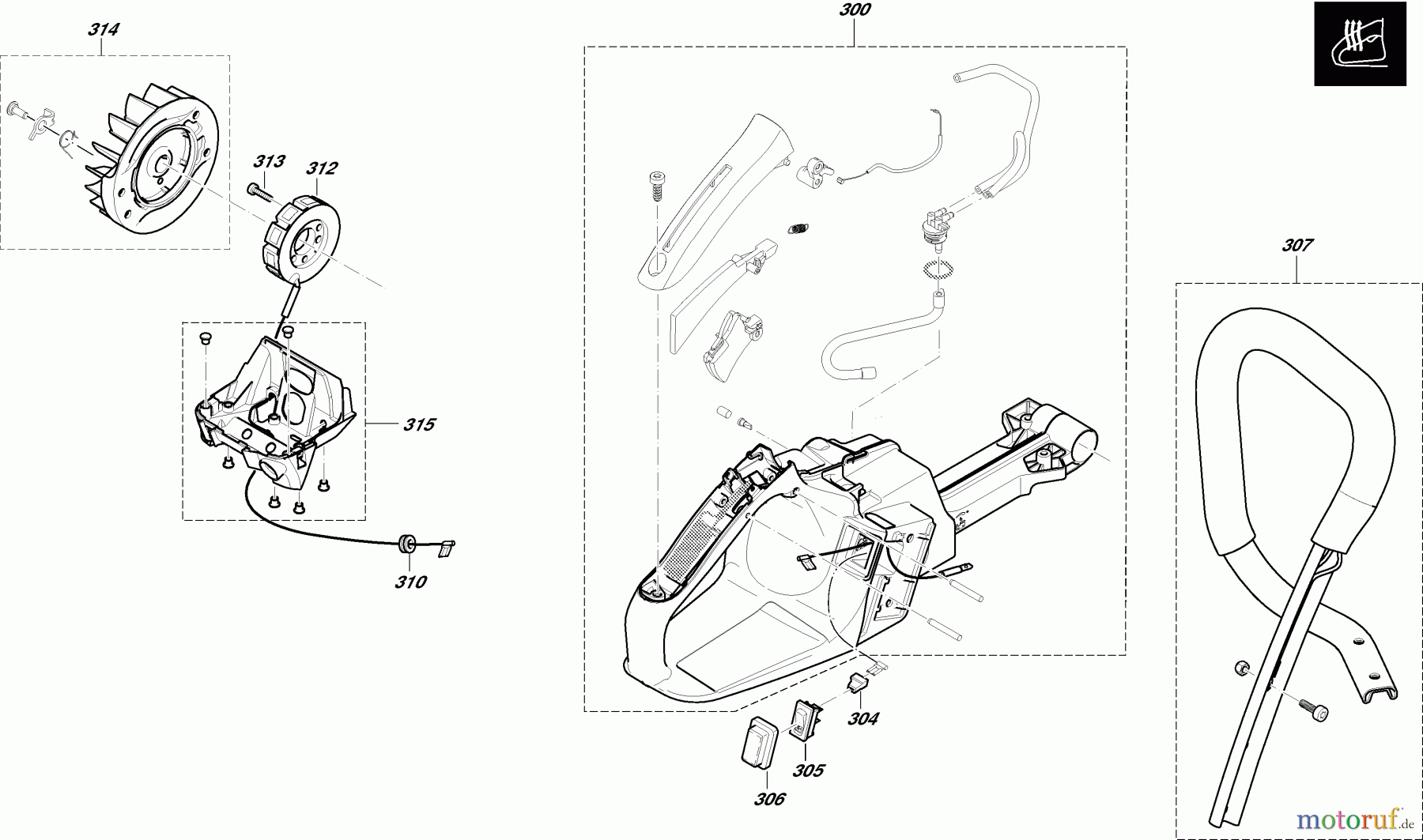  Dolmar Kettensägen Benzin Kettensäge PS6100H 7  Spezialteile für Ausrüstung mit elektrischer Griffheizung