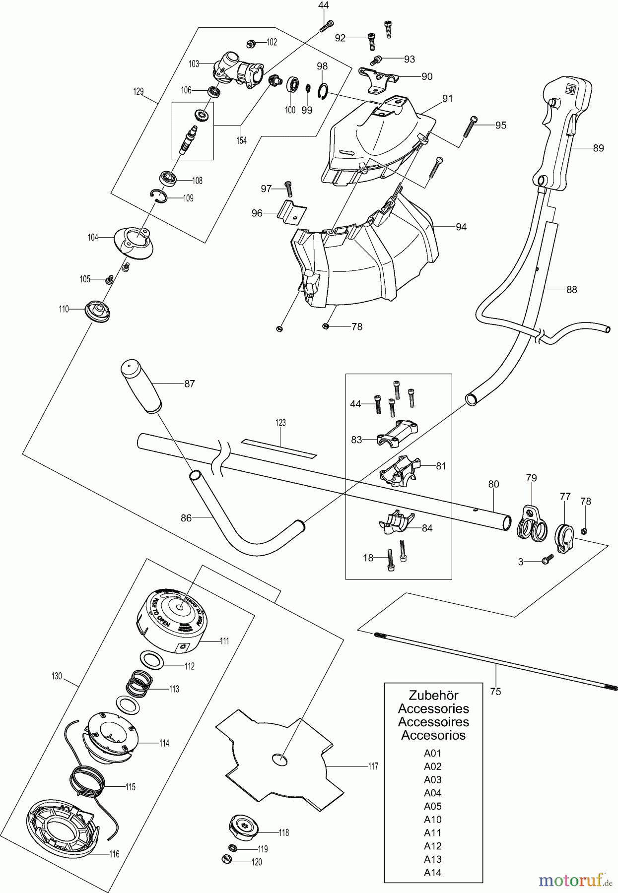  Dolmar Motorsensen & Trimmer Benzin 2-Takt MS27U 3  Hauptrohr, Griff, Schutzhaube, Getriebegehäuse, Zubehör