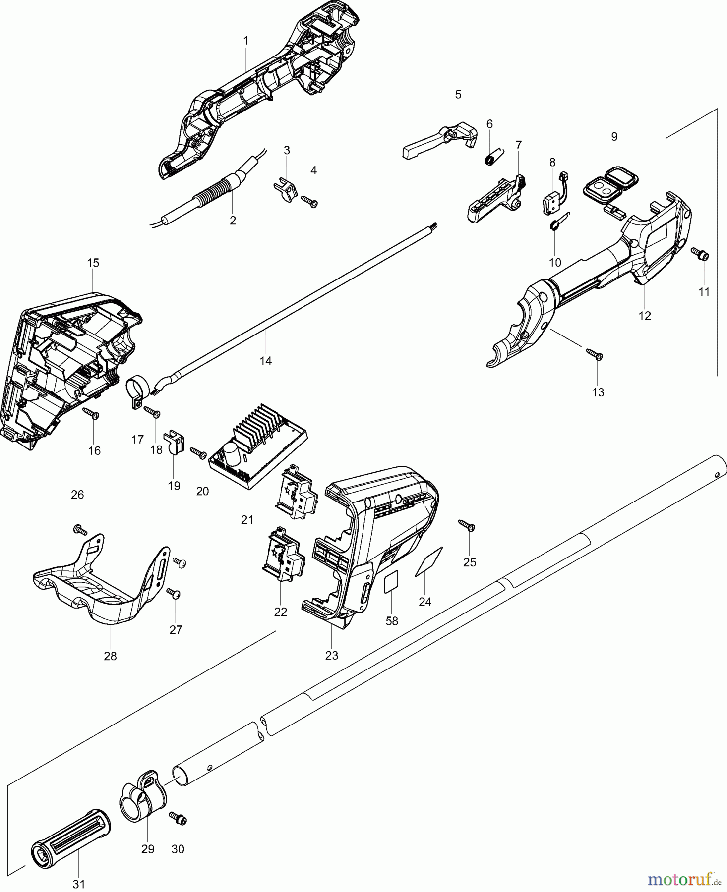  Dolmar Motorsensen & Trimmer Akku AT3735C 1  Schaftrohr, Handgriff