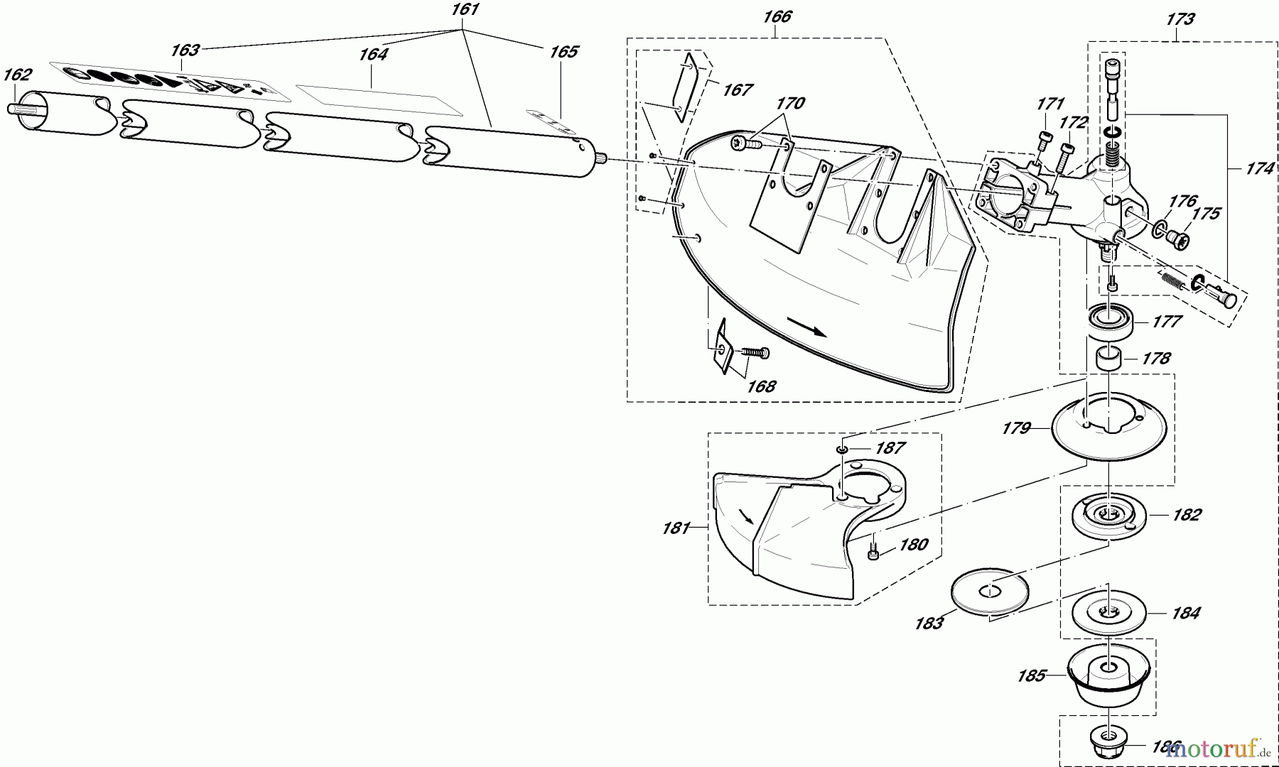  Dolmar Motorsensen & Trimmer Benzin 2-Takt MS3311U 6  Hauptrohr, Winkelgetriebe, Schutzhaube