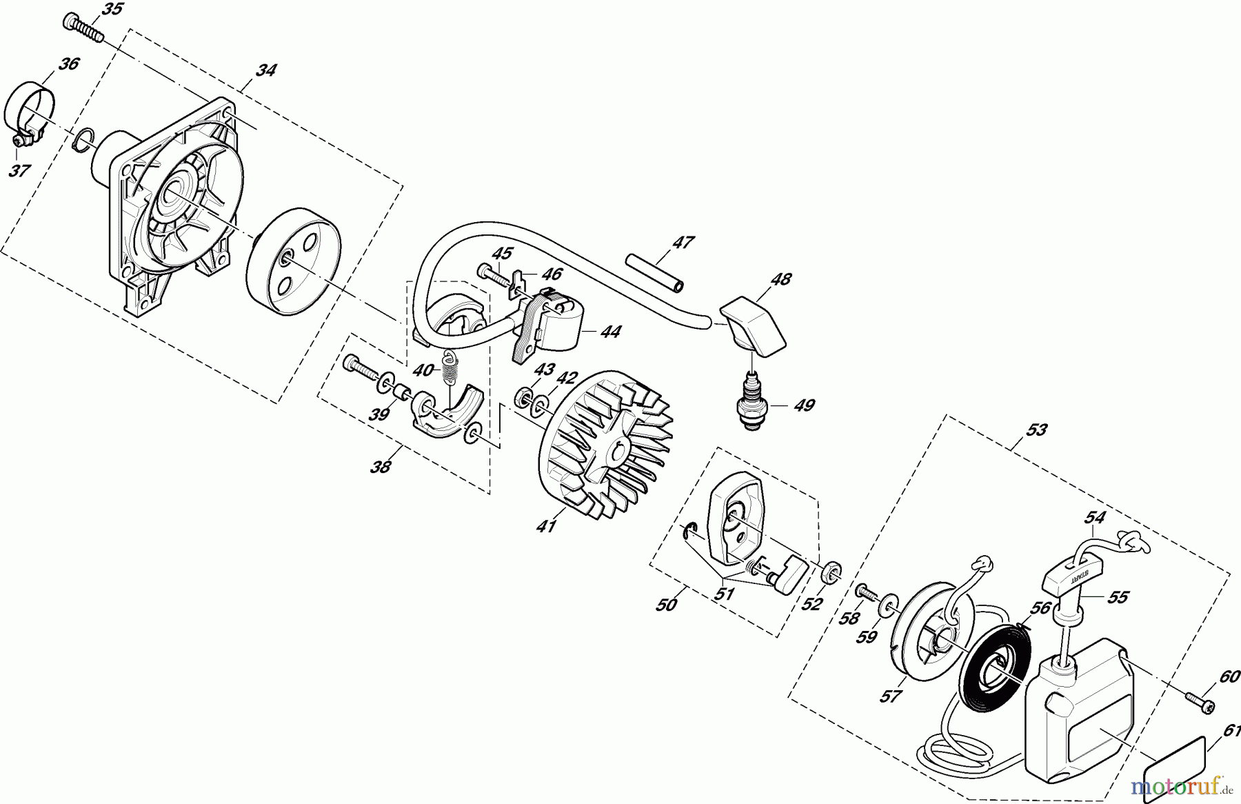  Dolmar Motorsensen & Trimmer Benzin 2-Takt MS341U 2  Kupplung, Zündelektronik, Anwerfvorrichtung