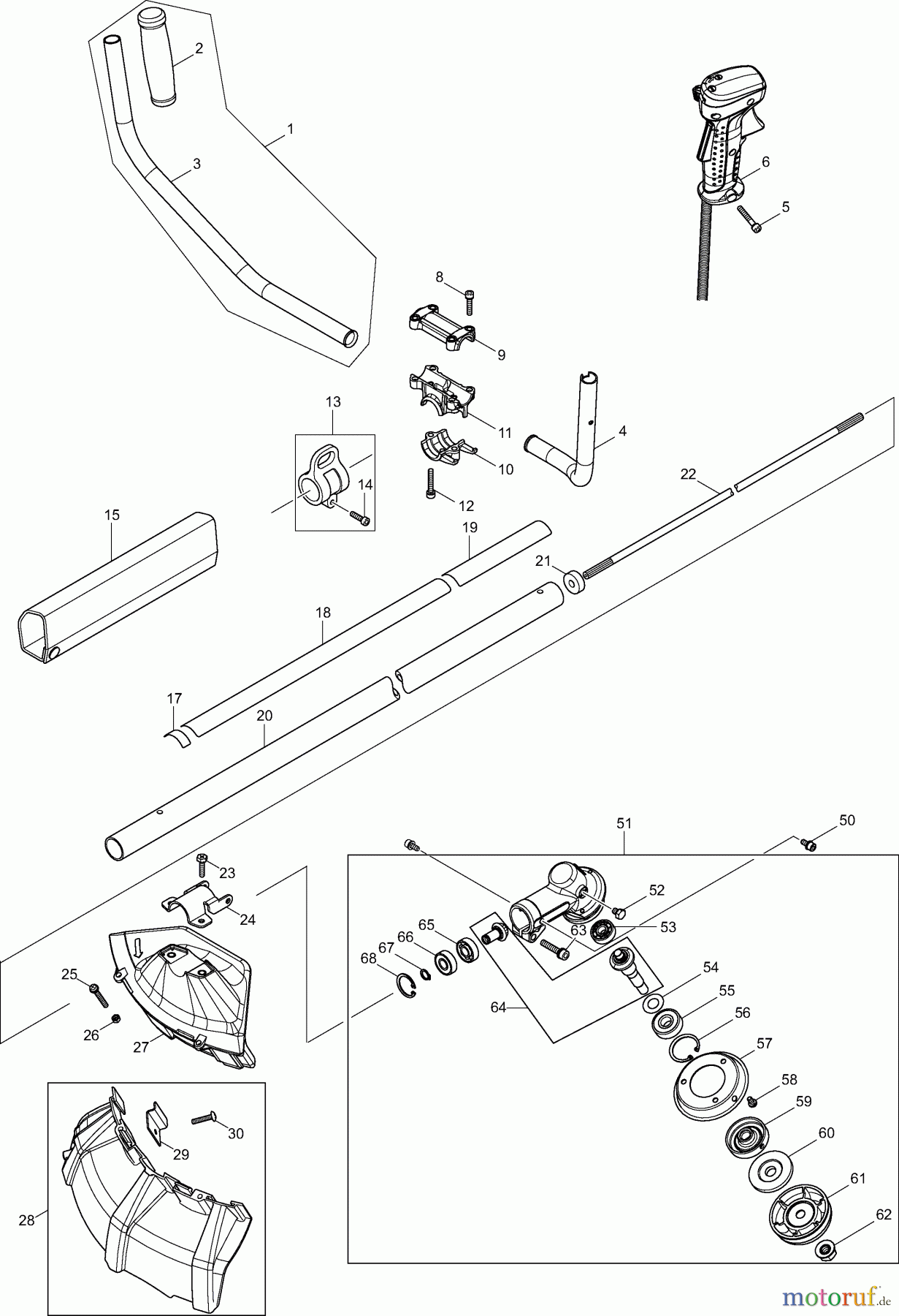  Dolmar Motorsensen & Trimmer Benzin 2-Takt MS34U 1  Schaftrohr, Getriebe, Schutzhaube