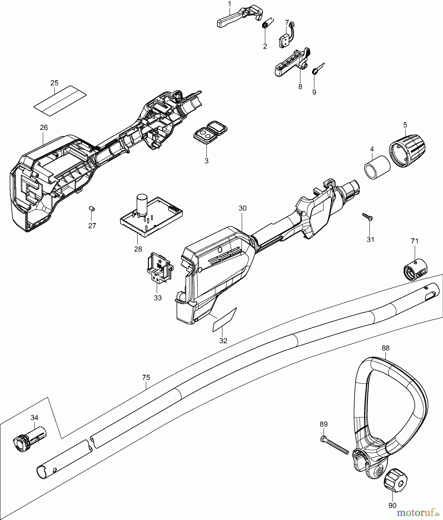  Dolmar Motorsensen & Trimmer Akku AT1832C 1  Schaftrohr, Handgriff