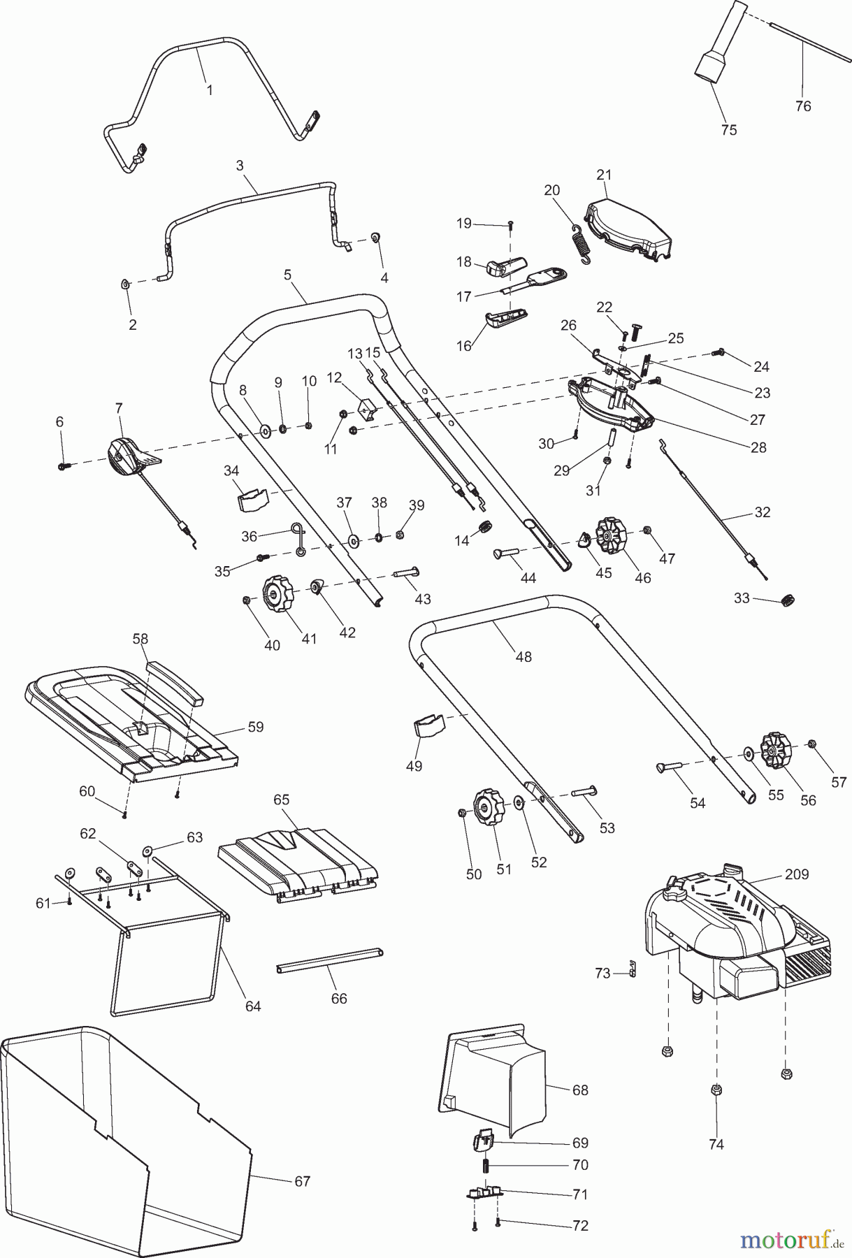  Dolmar Rasenmäher Benzin PM4601S3R 1  Führungsholm, Grasfangkorb