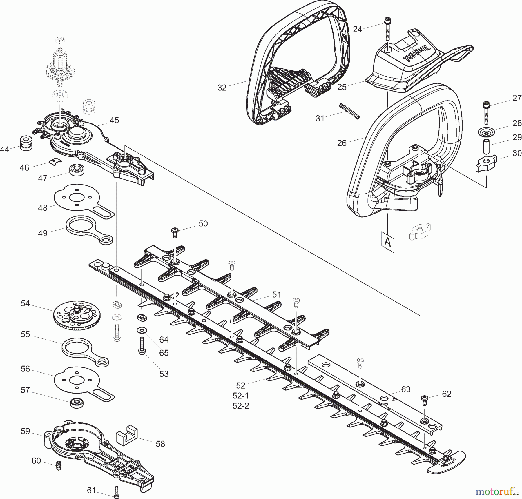  Dolmar Heckenscheren Akku DUH601 2  Bügelgriff, Getriebe, Scherblatt