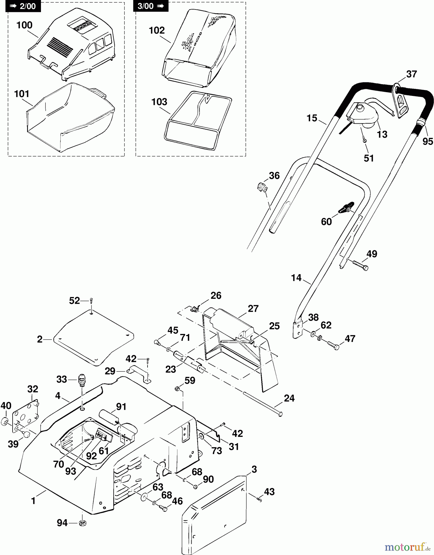  Dolmar Vertikutierer Elektro EV-3515 4  Gehäuse, Holm, Grasfangkorb