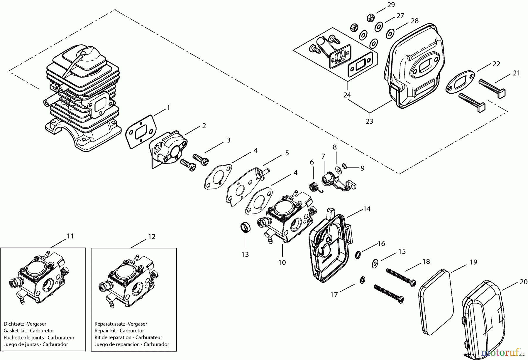  Dolmar Heckenscheren Benzin HT-2960 2  Luftfilter, Vergaser, Schalldämpfer