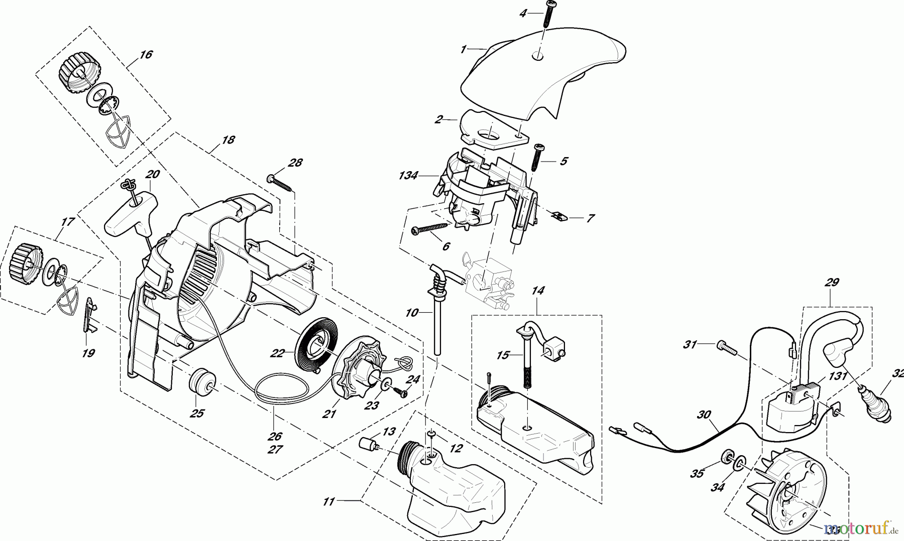  Dolmar Kettensägen Benzin Kettensäge PS-3 1  Starter, Zündelektronik, Tank