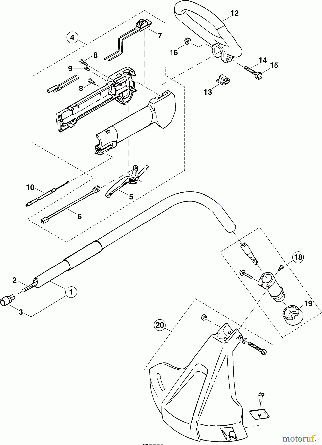  Dolmar Motorsensen & Trimmer Benzin 2-Takt LT250 5  Tragrohr, Handgriff, Schutzhaube