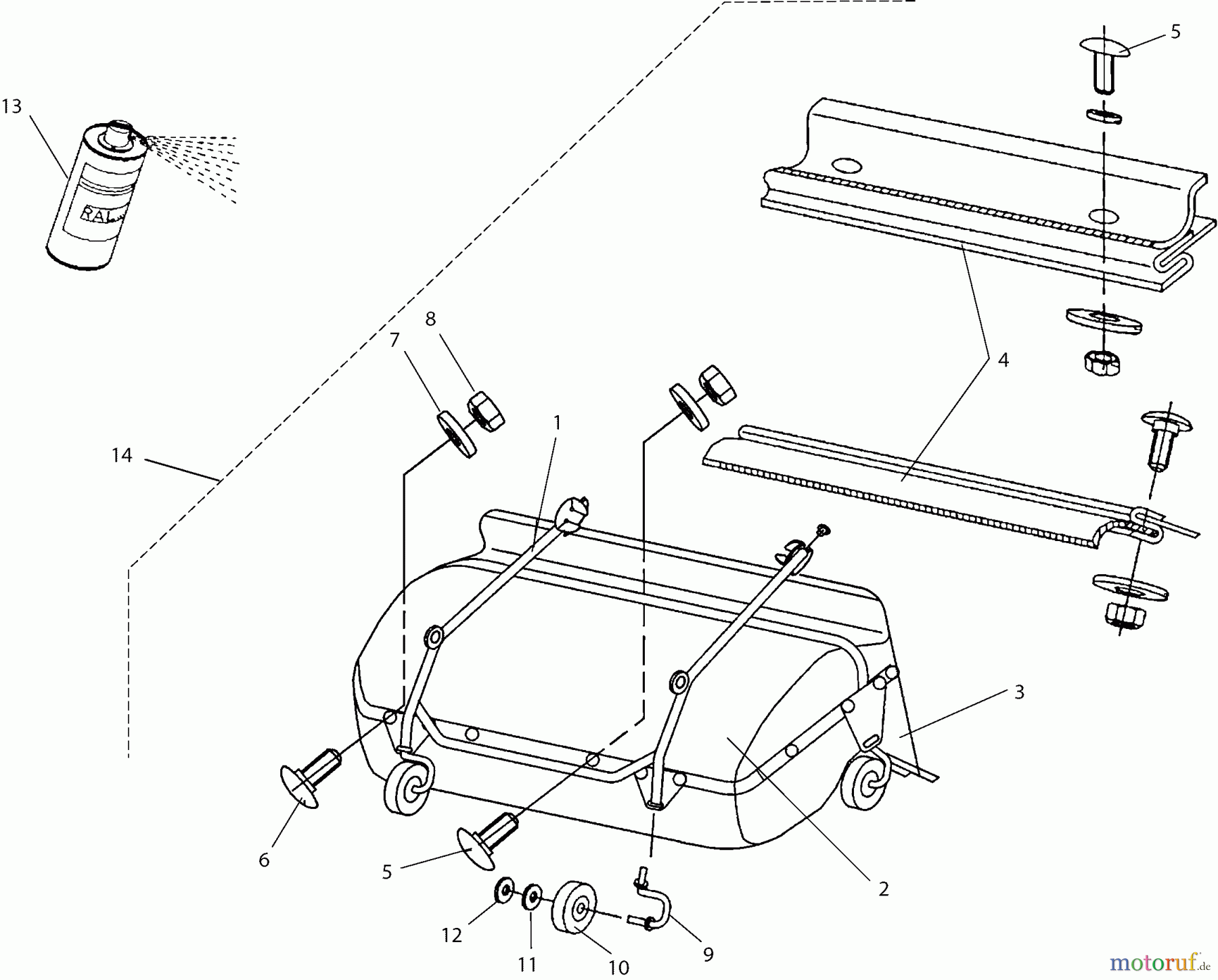  Dolmar Rasentraktoren Zubehör RS-120, TA-250, TK-420, TK-520, TS-125 21  TK-520 - Kehrmaschine (Schnellwechsler)