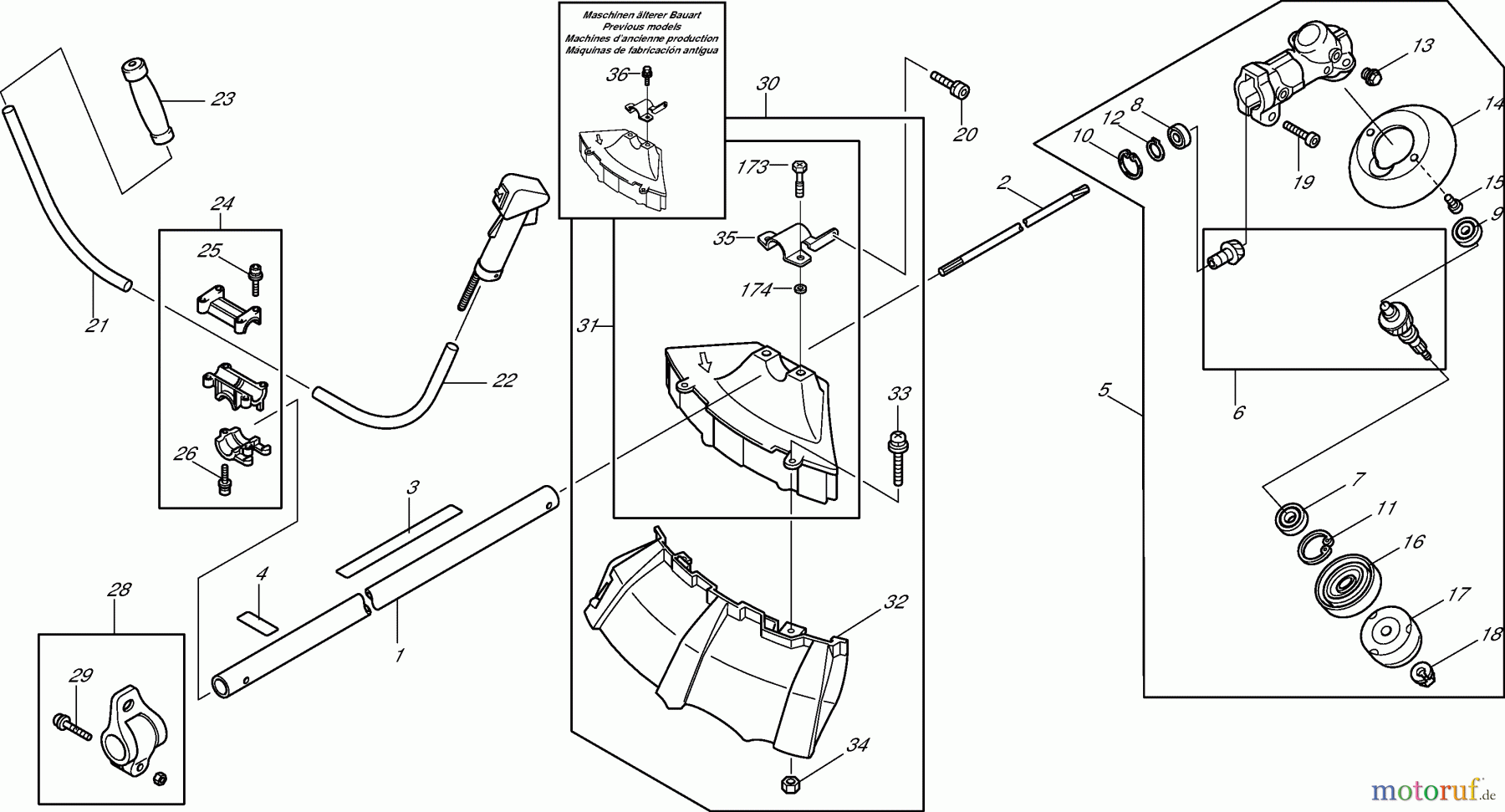  Dolmar Motorsensen & Trimmer Benzin 2-Takt MS-252 3  Hauptrohr, Getriebegehäuse