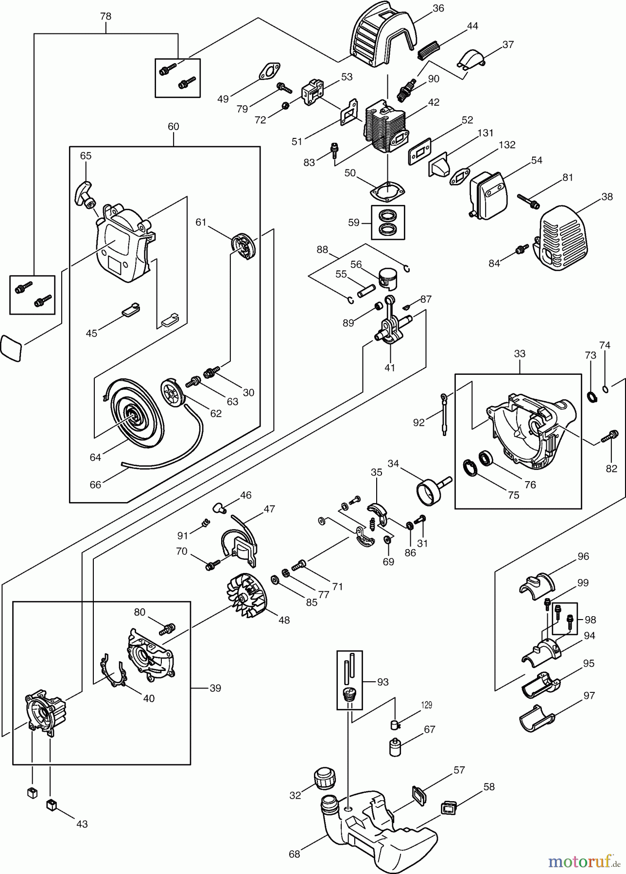  Dolmar Motorsensen & Trimmer Benzin 2-Takt MS-2810 (USA) 2  Motor, Anwerfvorrichtung, Kupplung, Kraftstofftank, Schalldämpfer