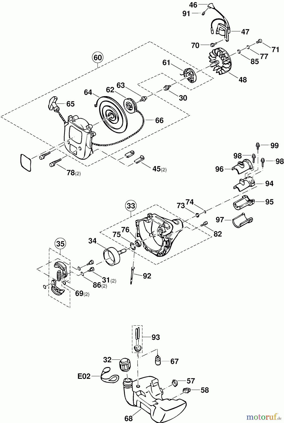  Dolmar Motorsensen & Trimmer Benzin 2-Takt MS-3200 3  Kupplung, Zündanker, Starter, Tank