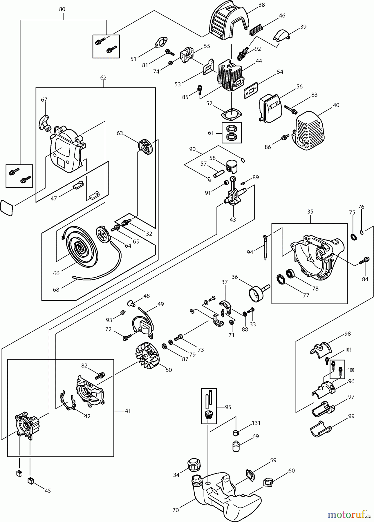  Dolmar Motorsensen & Trimmer Benzin 2-Takt MS-3210 (USA) 2  Motor, Anwerfvorrichtung, Kupplung, Kraftstofftank, Schalldämpfer