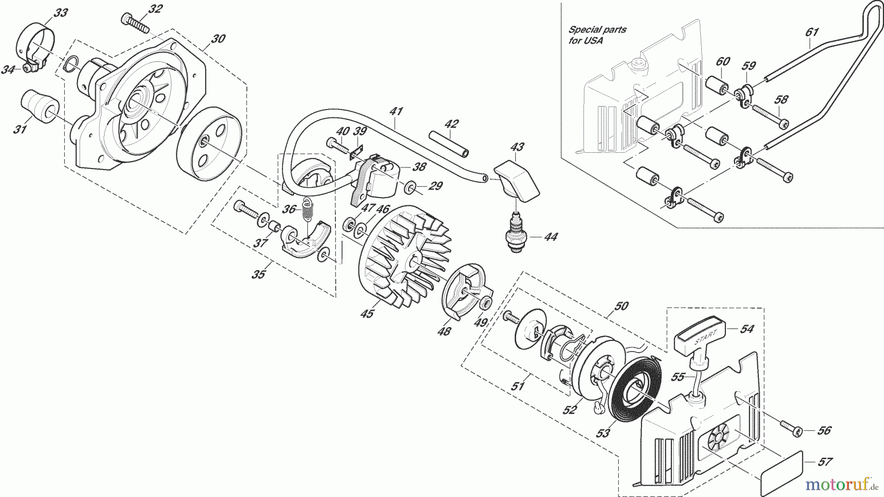  Dolmar Motorsensen & Trimmer Benzin 2-Takt MS-4010 2  Kupplung, Polrad, Anwerfvorrichtung