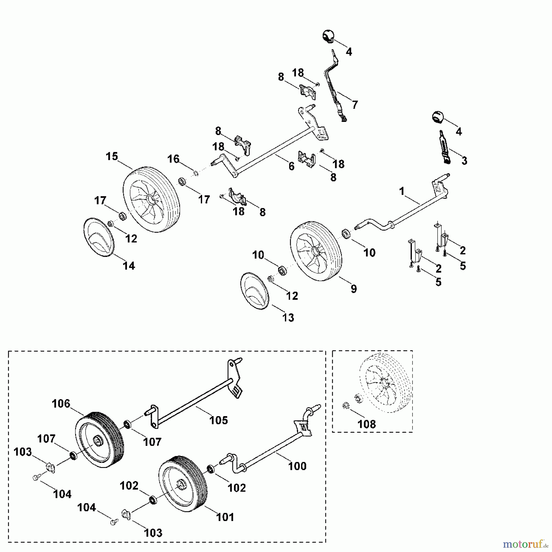  Viking Rasenmäher Benzinrasenmäher MB 448.0 C - Fahrwerk