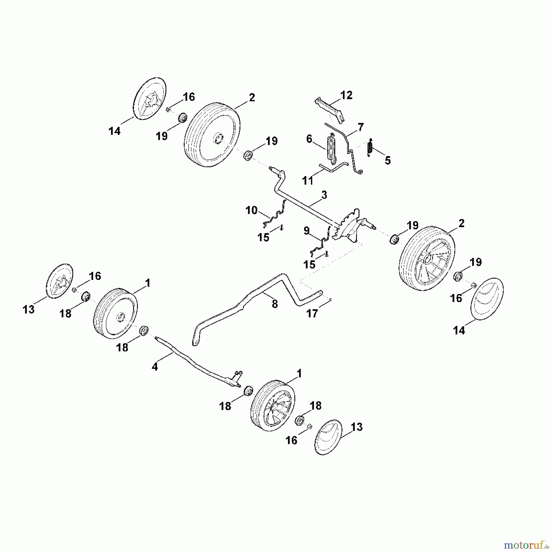  Viking Rasenmäher Akkurasenmäher MA 443.1 C - Fahrwerk, Höhenverstellung