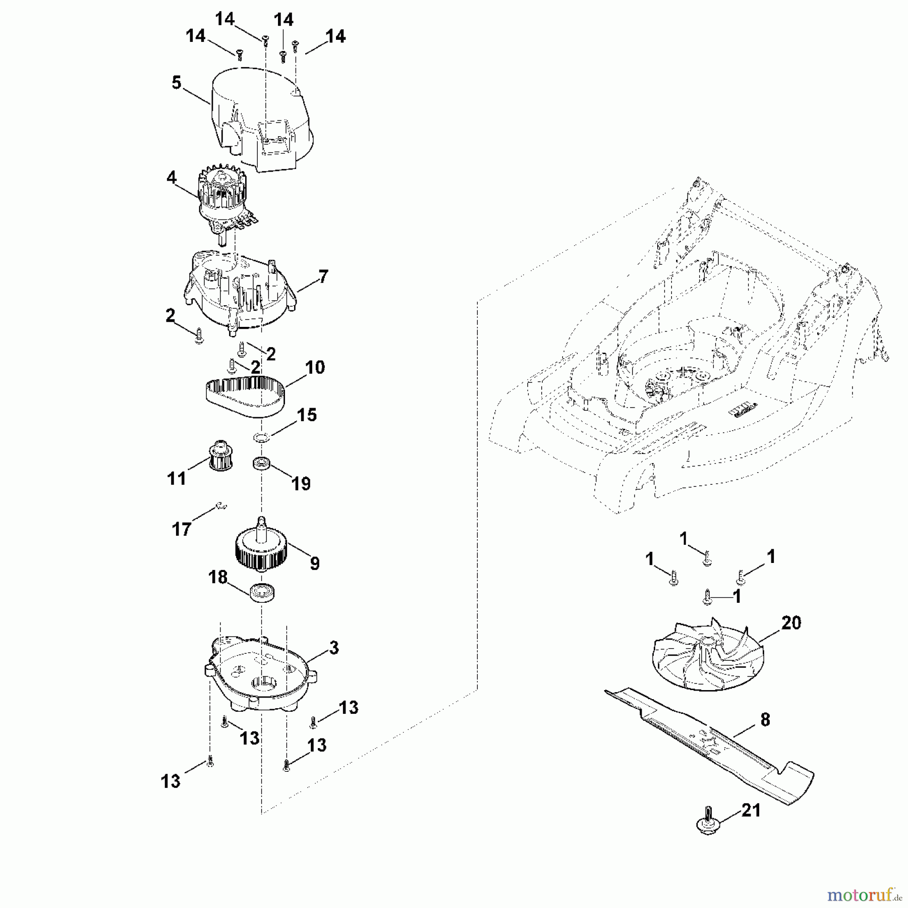  Viking Rasenmäher Akkurasenmäher MA 443.1 D - Motor, Messer