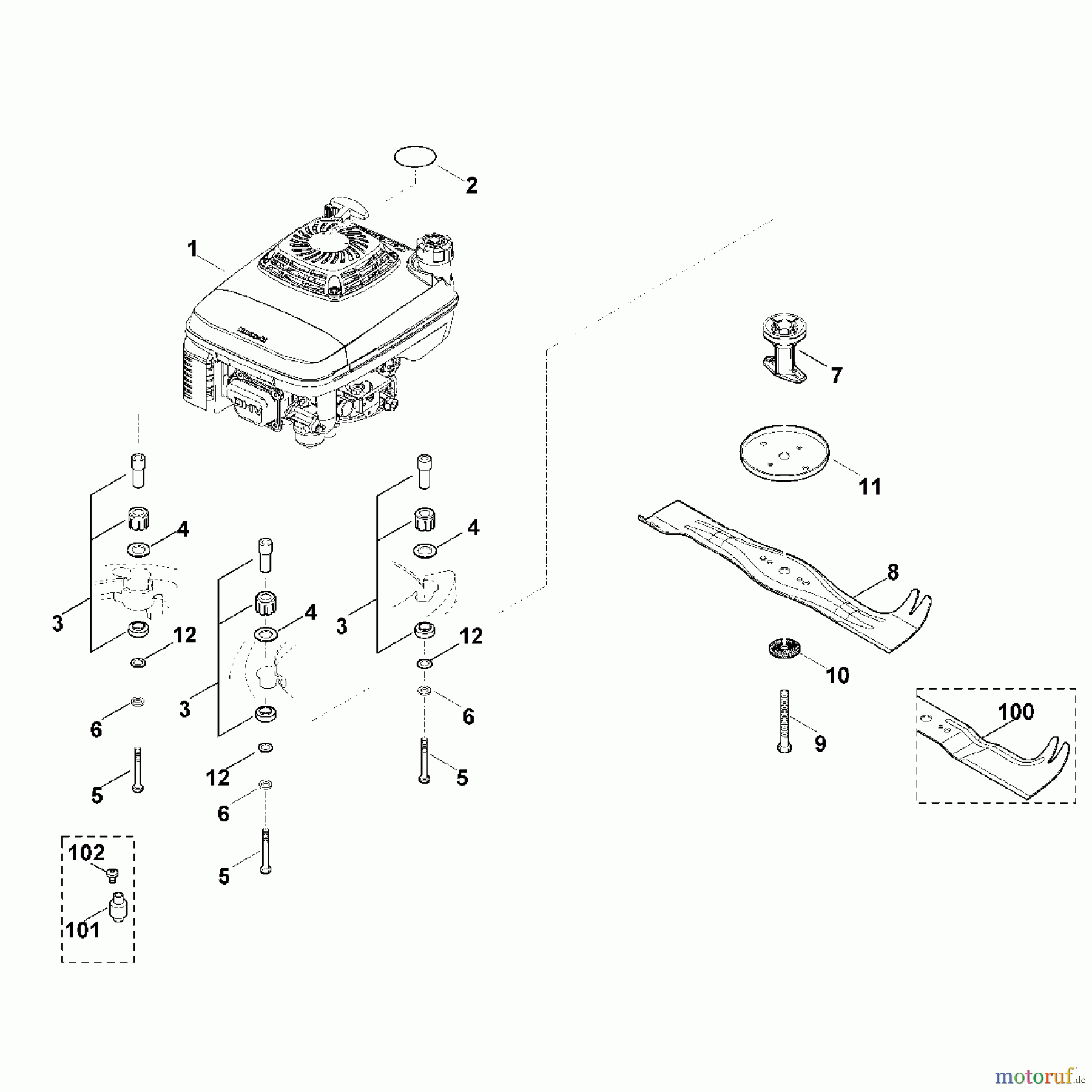  Viking Rasenmäher Benzinrasenmäher MB 750.0 GK H - Motor, Messer