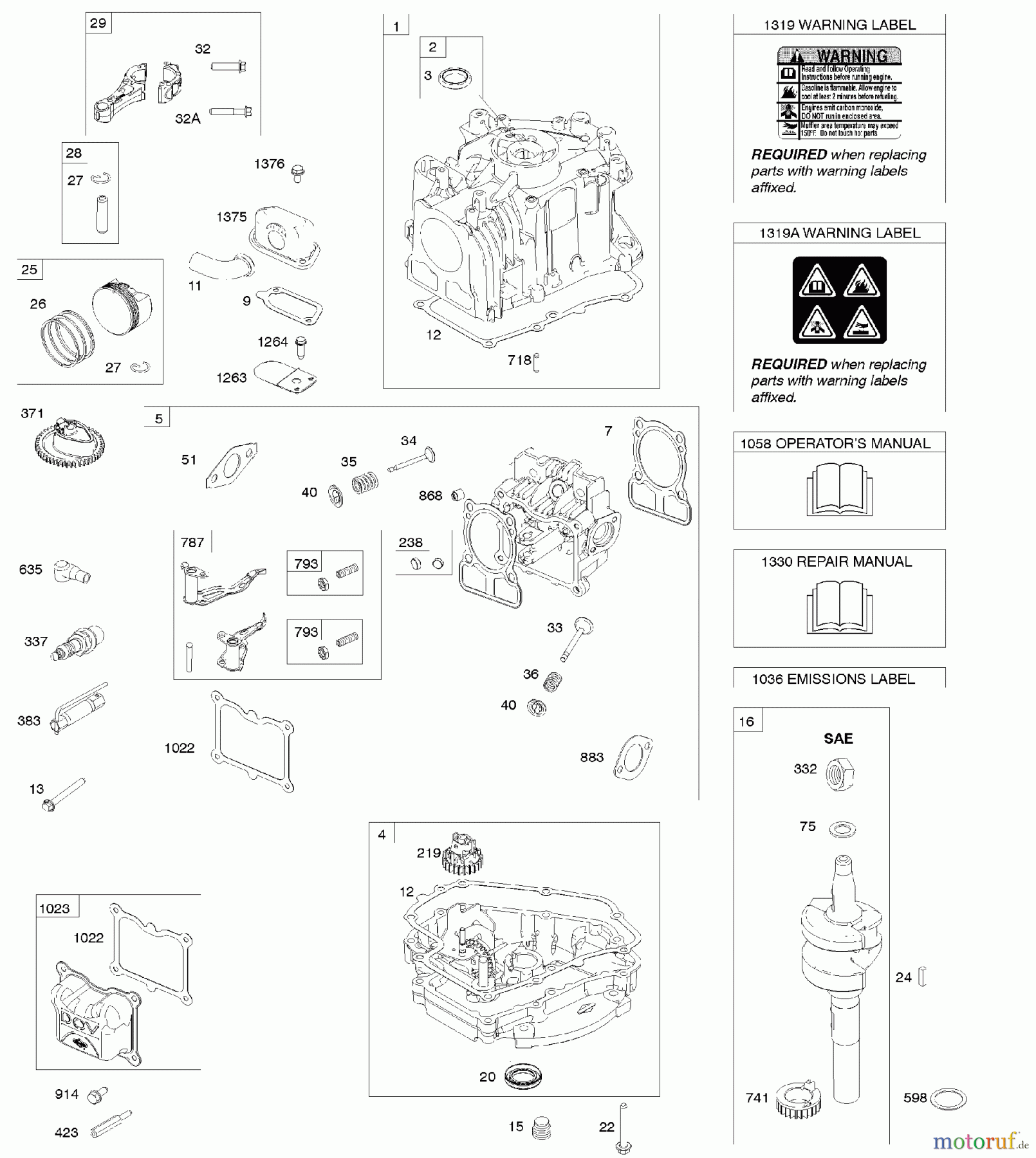  Viking Motoren B & S 10. . . 100602-0160-H8 D - Nockenwellenrad, Kurbelgehäuseabdeckung/-s