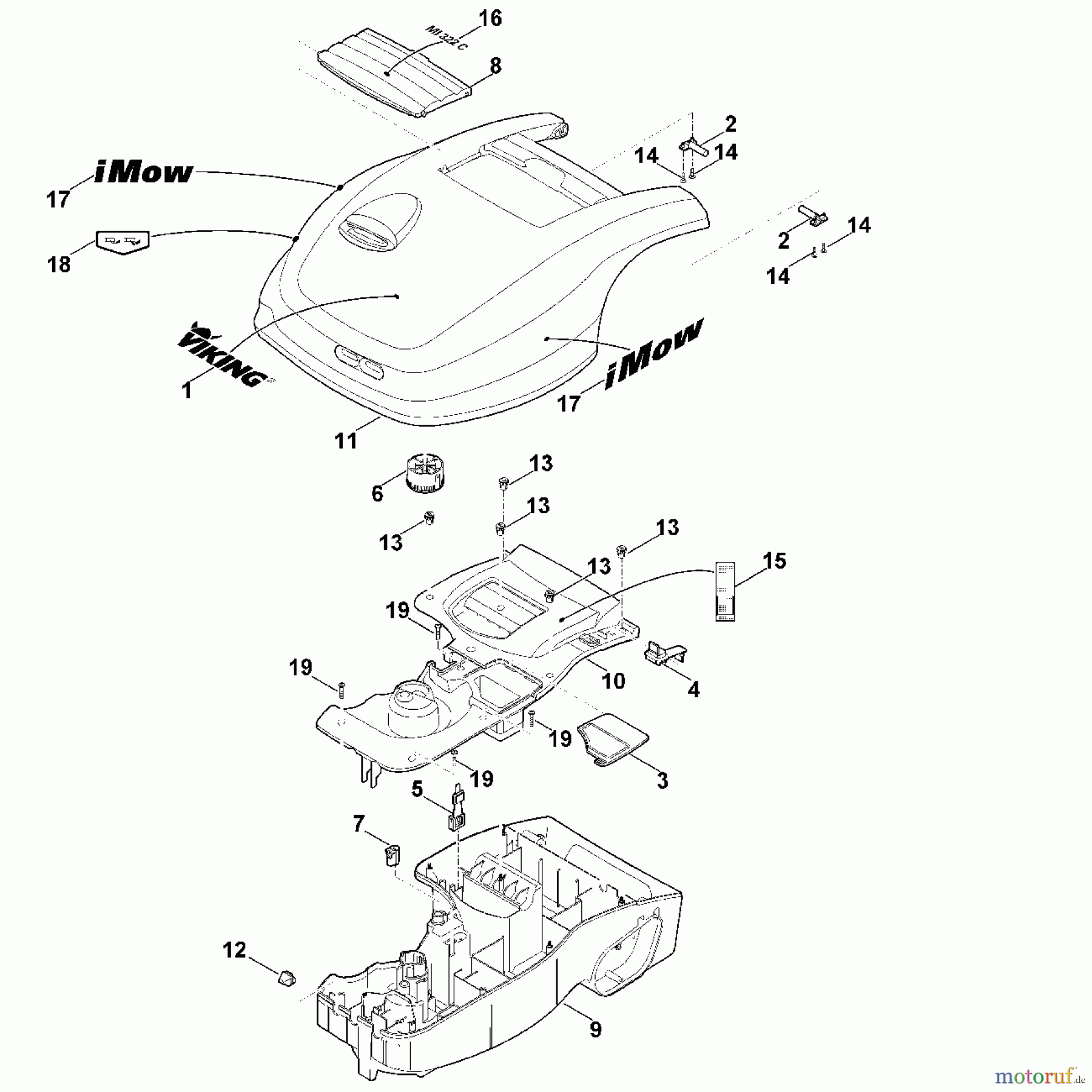  Viking Rasenmäher Akkurasenmäher MI 322 C A - Gehäuse