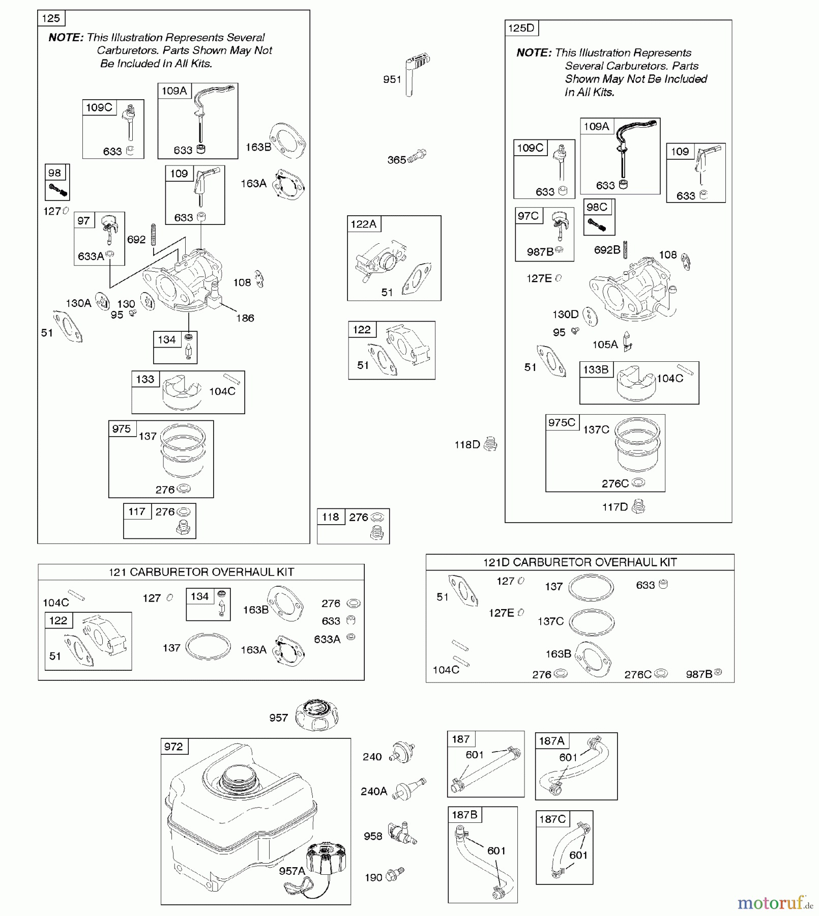  Viking Motoren B & S 12. . . 126392-0274-E8 D - Vergaser, Kraftstoffversorgung