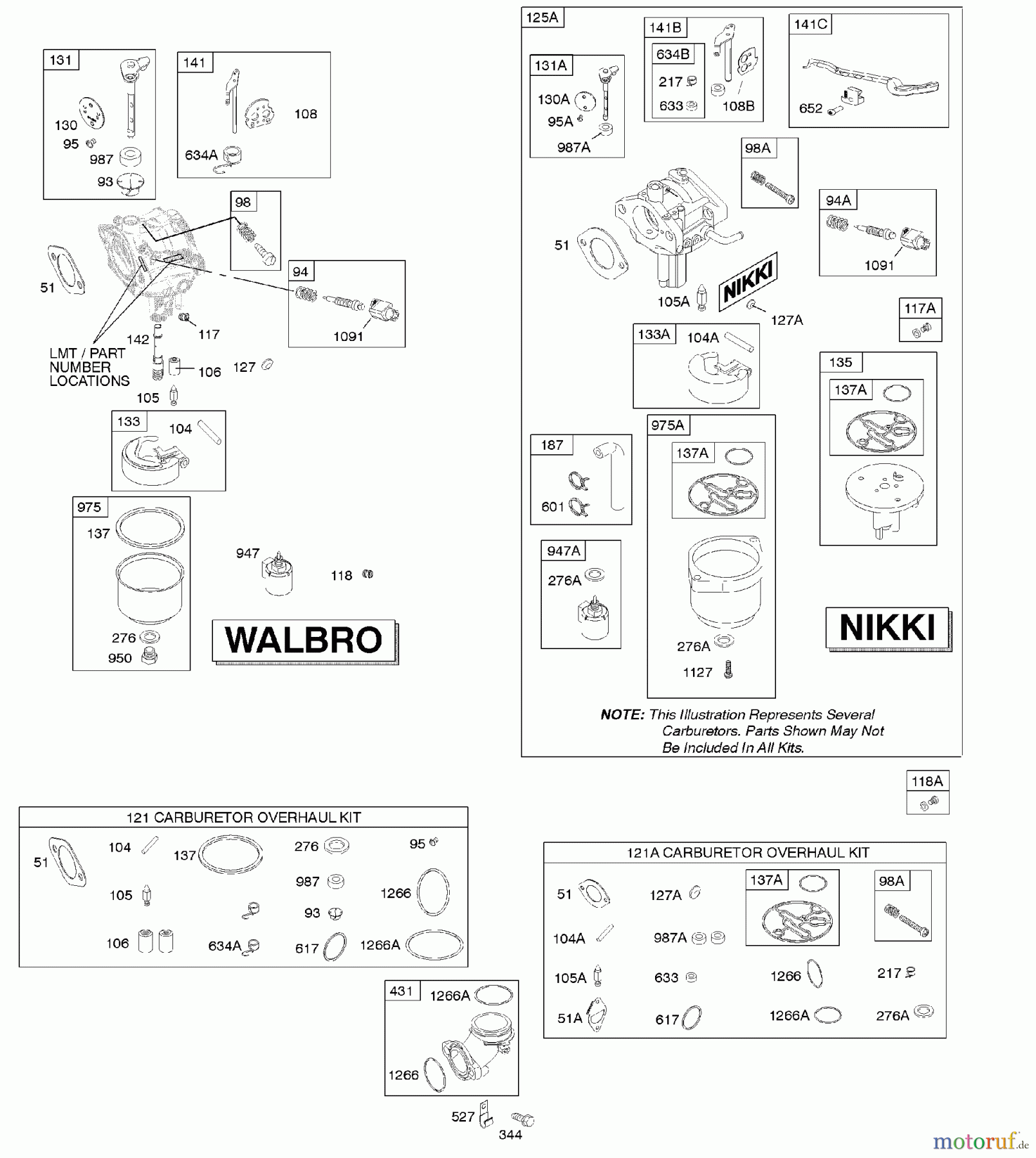  Viking Motoren B & S 31. . . 31G777-0148-B1 D - Vergaser, Satz - Vergaserüberholung