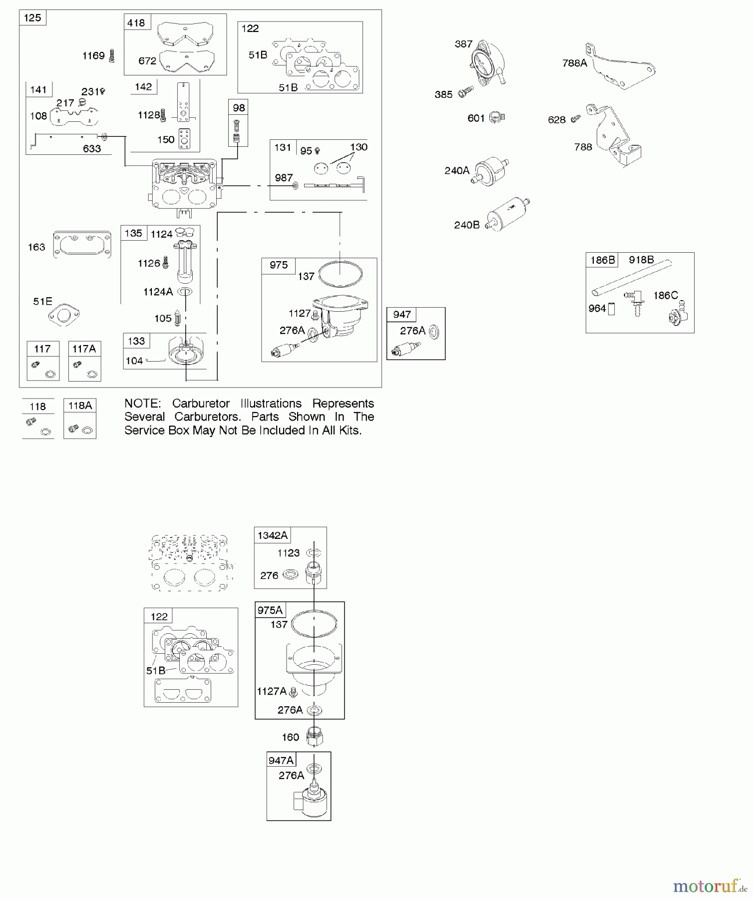  Viking Motoren B & S 44. . . 445577-0136-B1 D - Vergaser, Satz - Vergaserüberholung