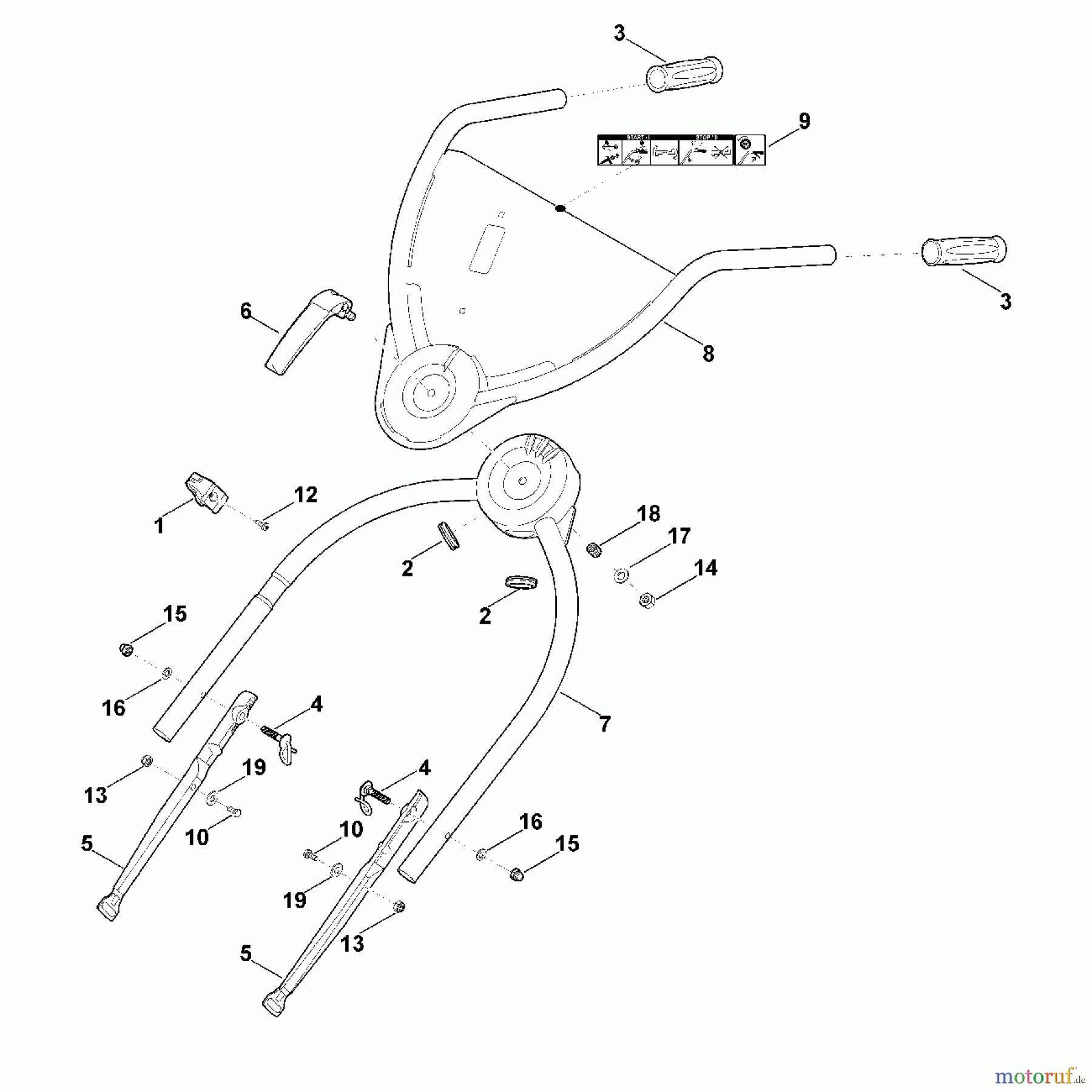  Viking Rasenmäher Benzinrasenmäher MB 755.2 KS B - Lenker Unterteil