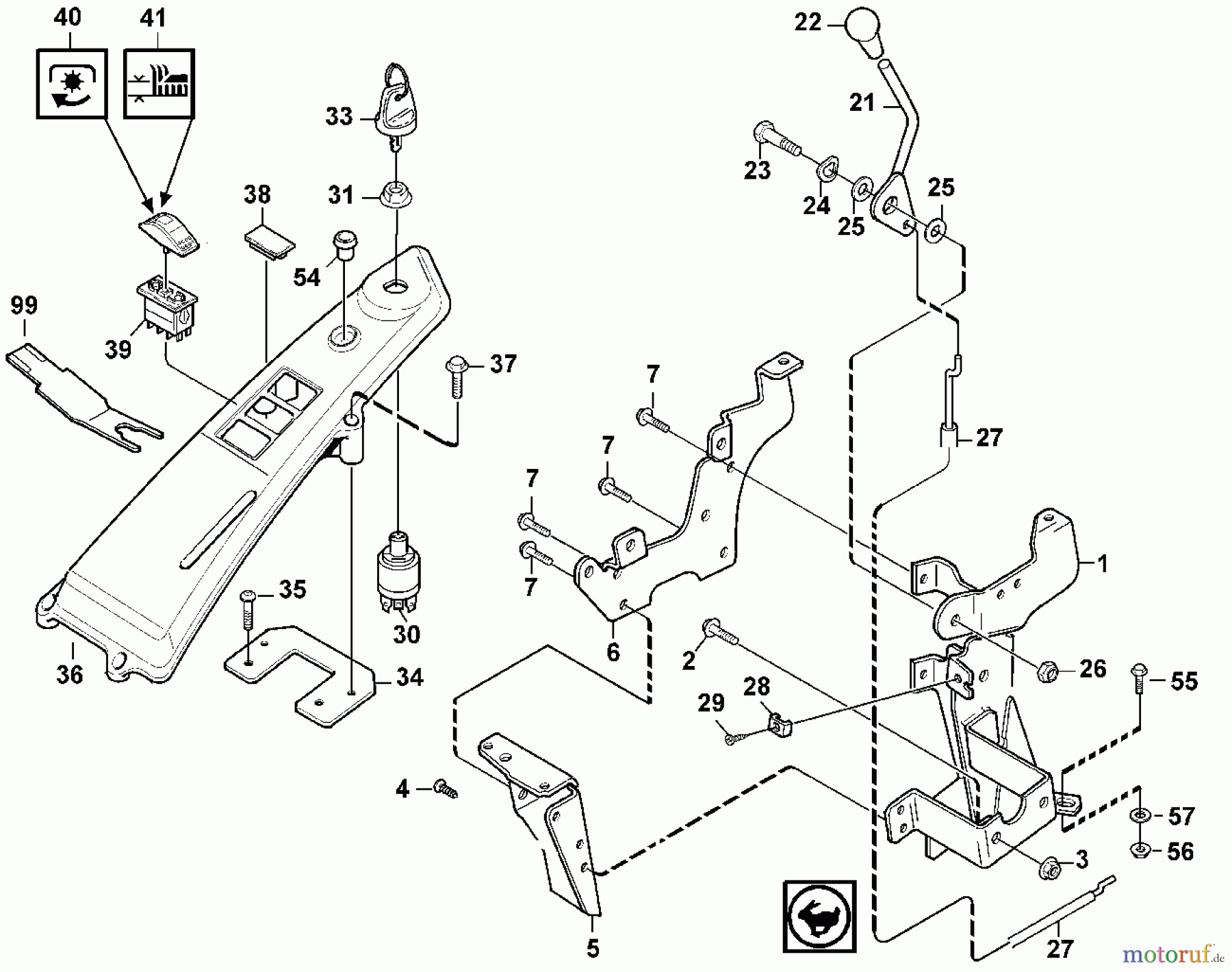  Viking Aufsitzmäher Aufsitzmäher MF 480 F - Bedienelemente