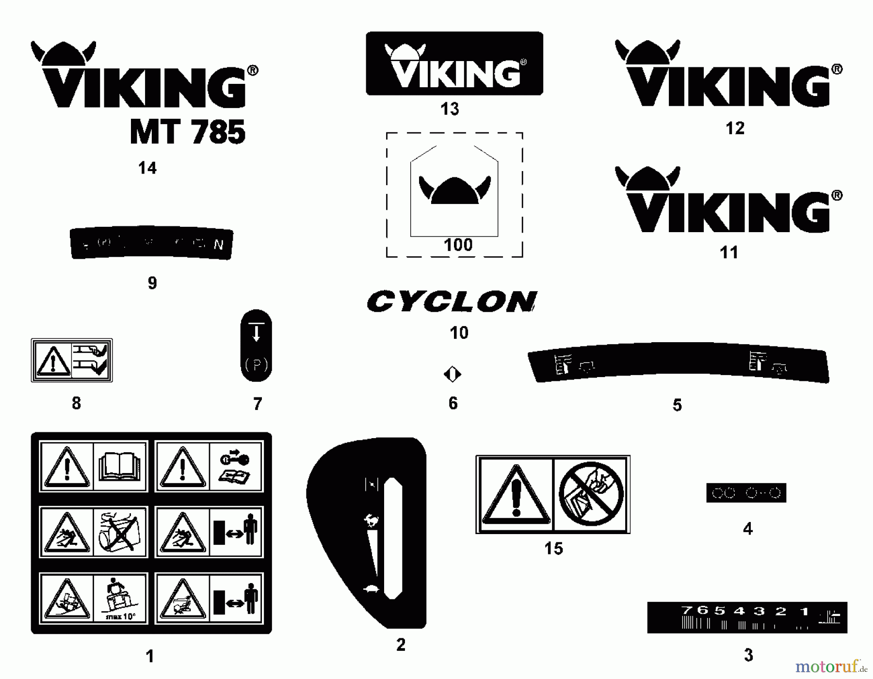  Viking Aufsitzmäher Aufsitzmäher MT 785 N - Aufkleber MT 785