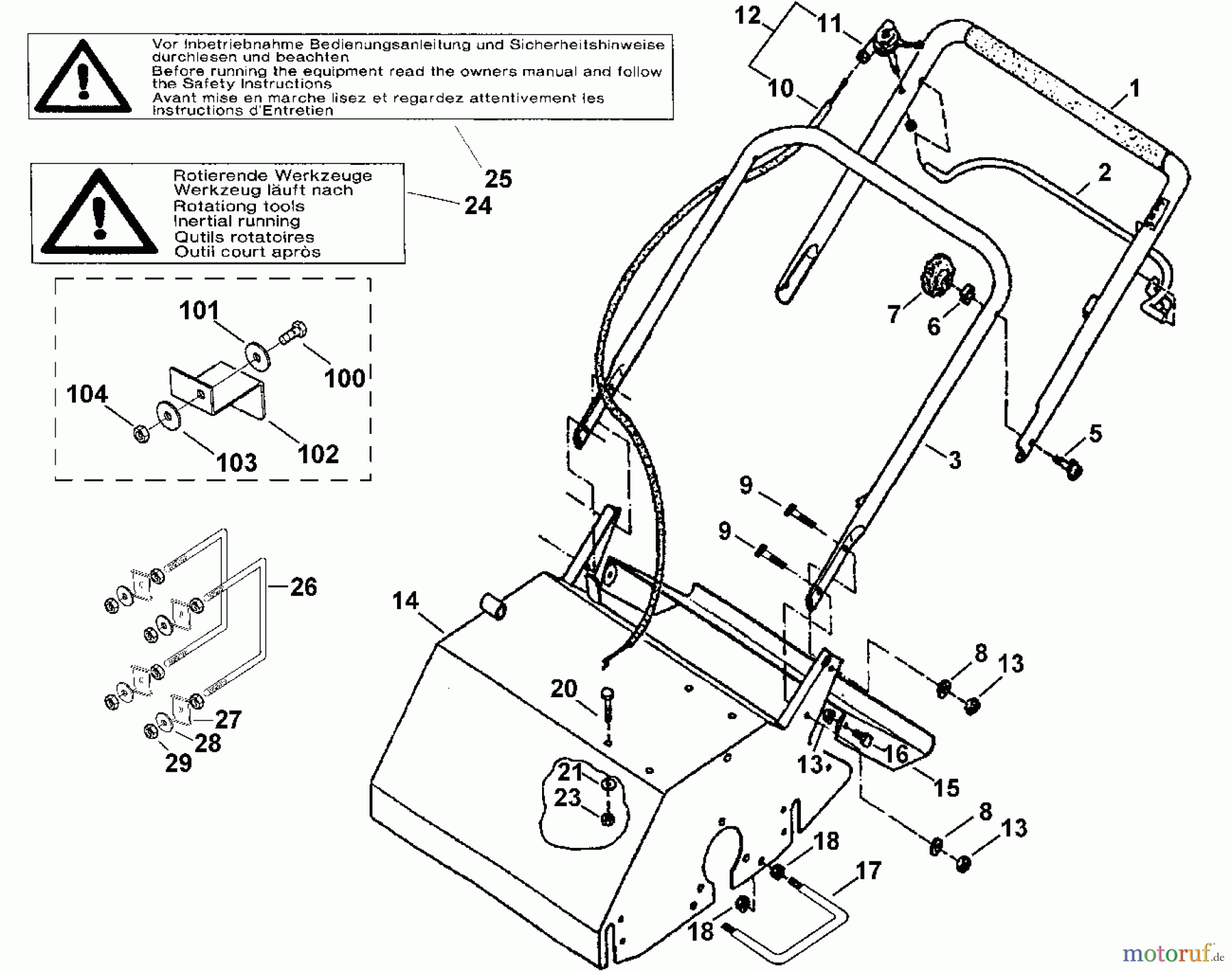  Viking Motorgartengeräte Rasenlüfter RL 455 B A - Lenker, Gehäuse