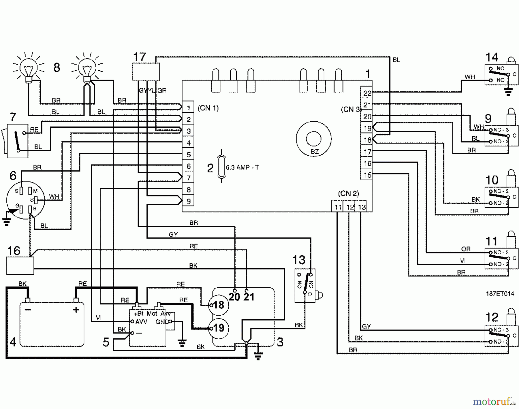  Viking Aufsitzmäher Aufsitzmäher MT 780 Modell 1999 N - Schaltplan