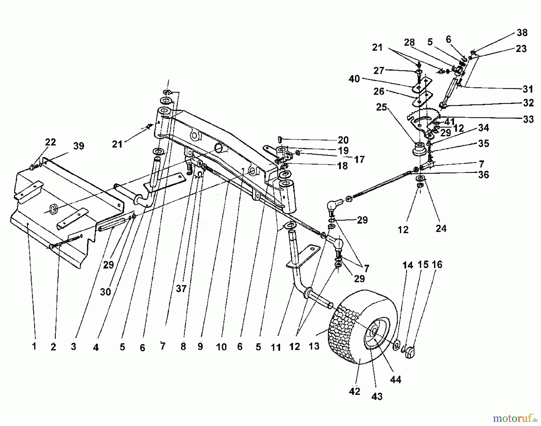  Viking Aufsitzmäher Aufsitzmäher MT 640 Modell 1996 B - Vorderachse, Lenkung