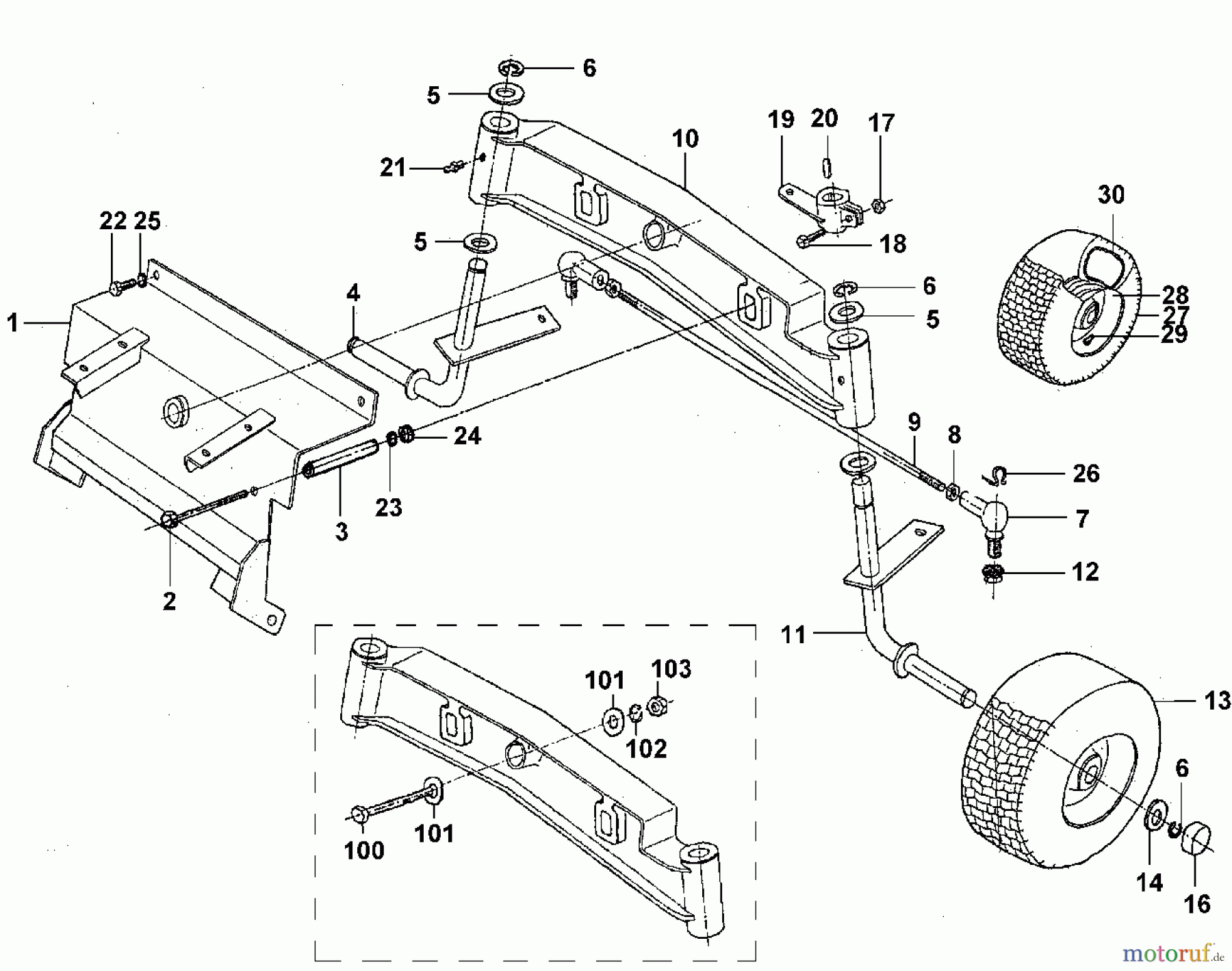  Viking Aufsitzmäher Aufsitzmäher MT 640 Modell 1997 B - Vorderachse