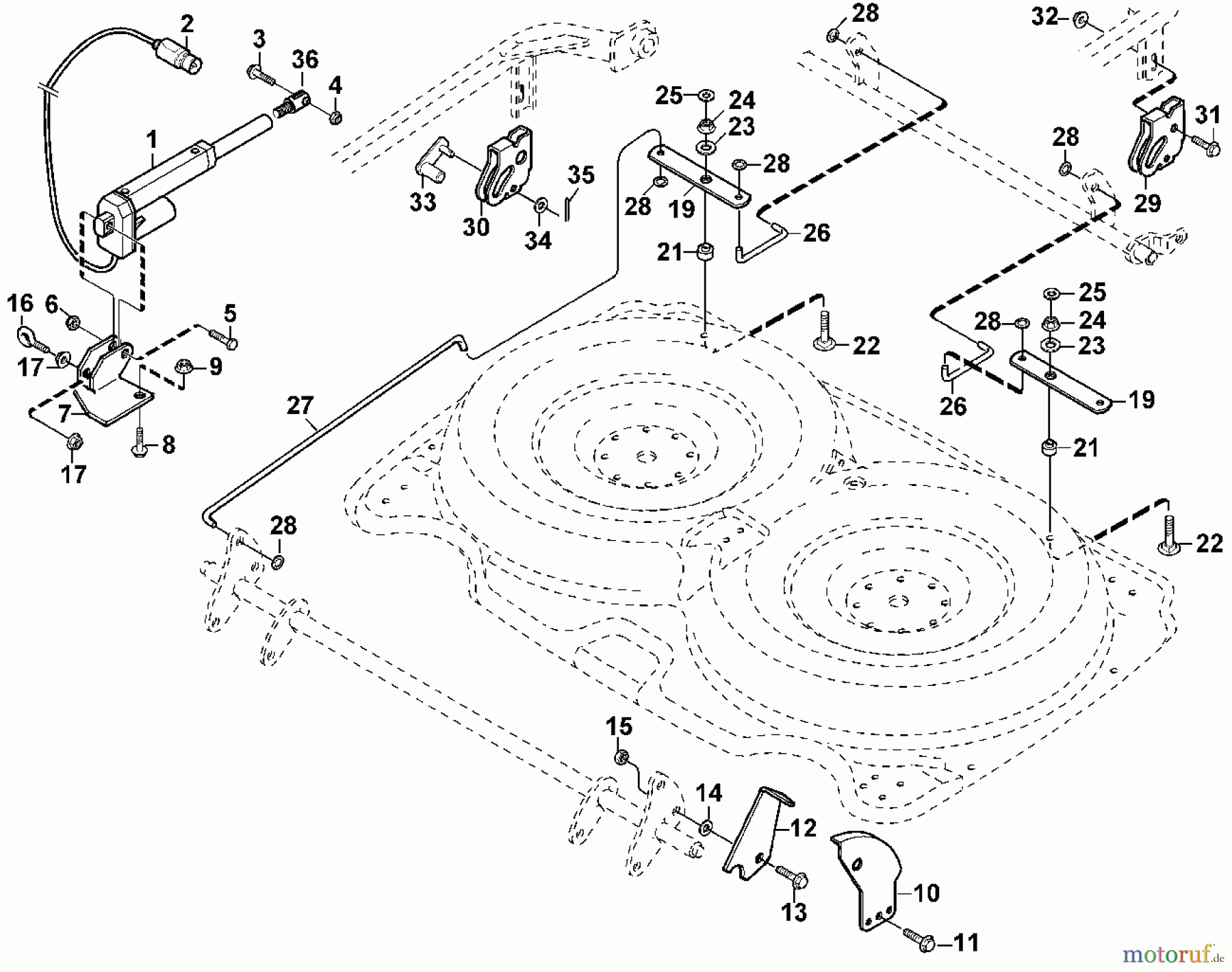  Viking Aufsitzmäher Mähwerke AMM 442 (MF 460, 480),  AME 442  (MF 480) C - Höhenverstellung (elektrisch)